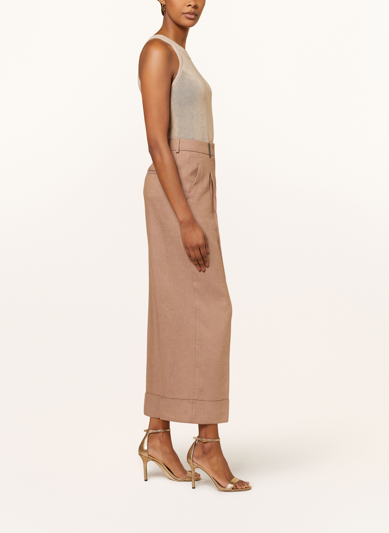 PESERICO Wide leg trousers with linen, Color: 950 Teracotta (Image 4)