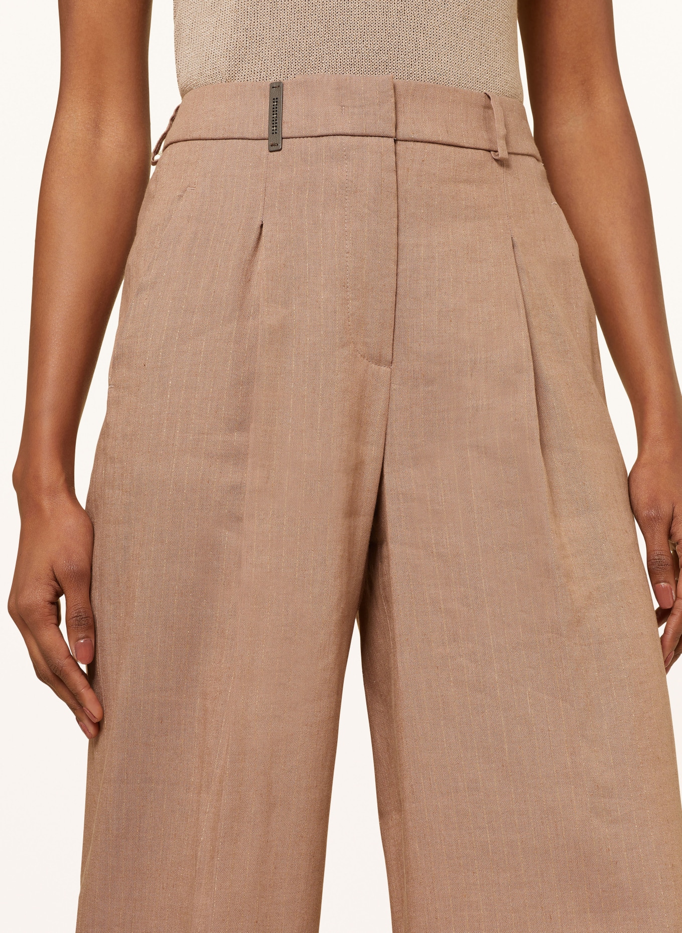PESERICO Wide leg trousers with linen, Color: 950 Teracotta (Image 5)