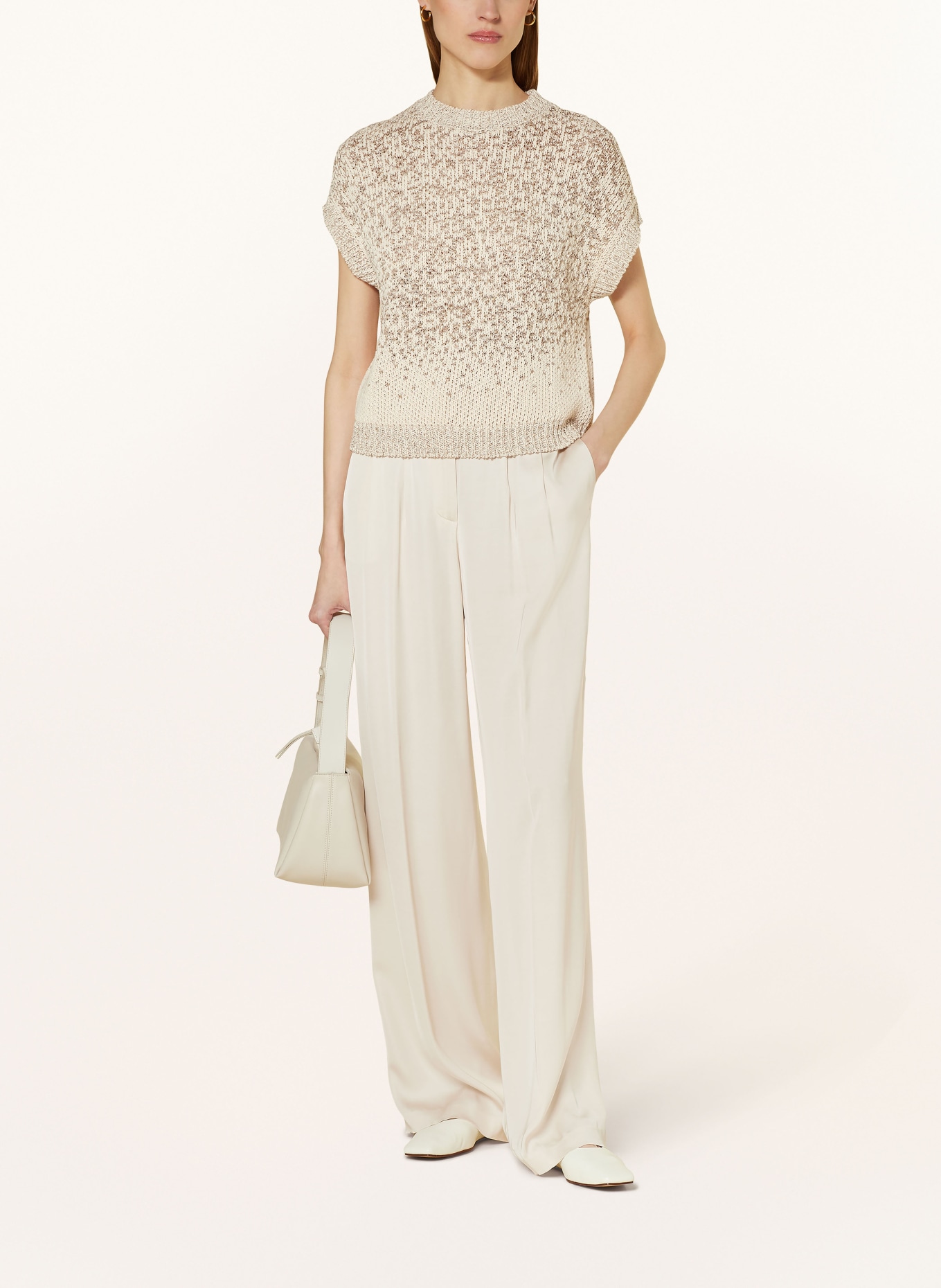 PESERICO Knit shirt with sequins and glitter thread, Color: CREAM/ GOLD (Image 2)