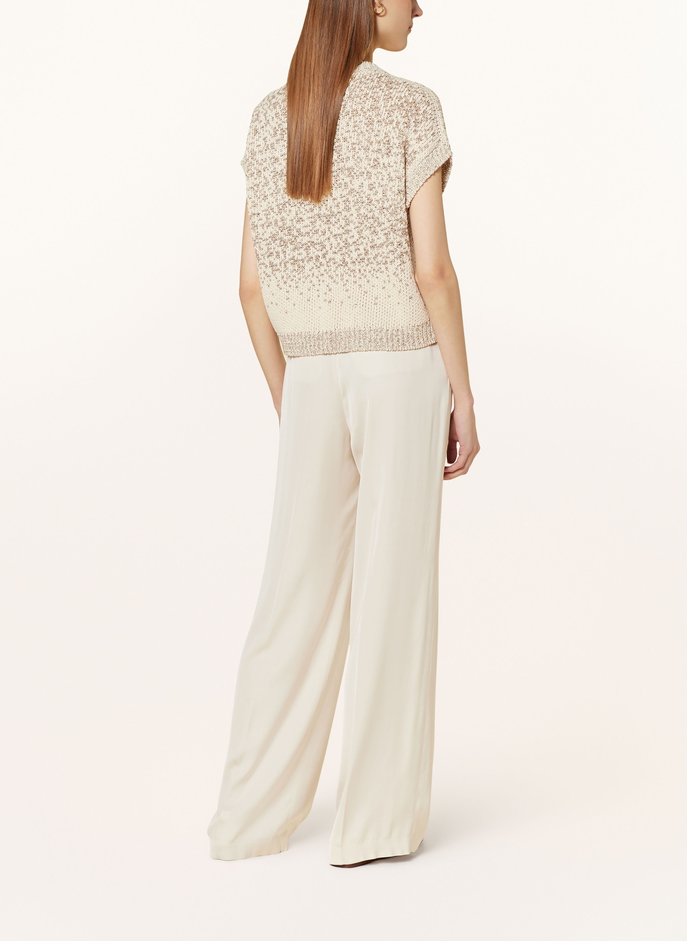PESERICO Knit shirt with sequins and glitter thread, Color: CREAM/ GOLD (Image 3)