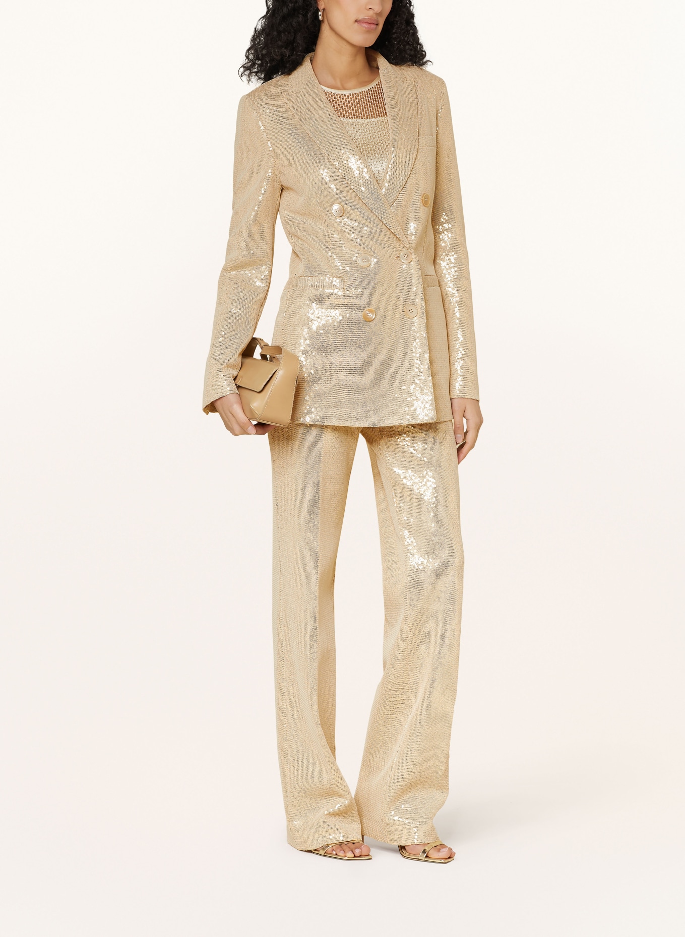 PESERICO Long blazer with sequins, Color: GOLD (Image 2)