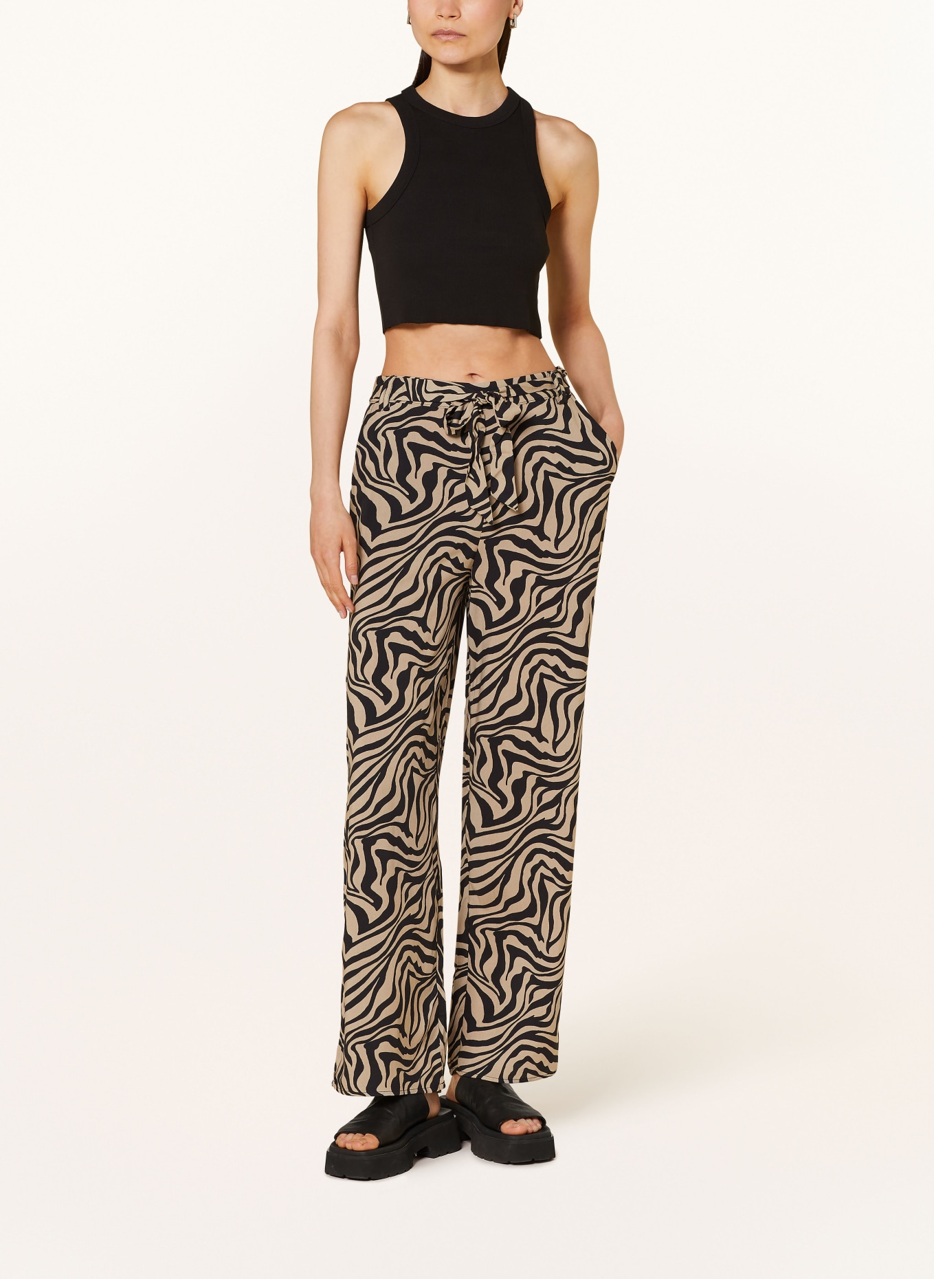 ONLY Trousers, Color: BEIGE/ BLACK (Image 2)