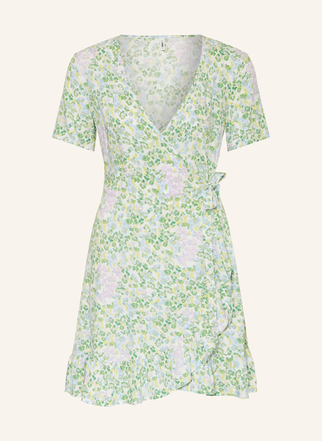 ONLY Wrap dress, Color: GREEN/ LIGHT PURPLE/ YELLOW (Image 1)