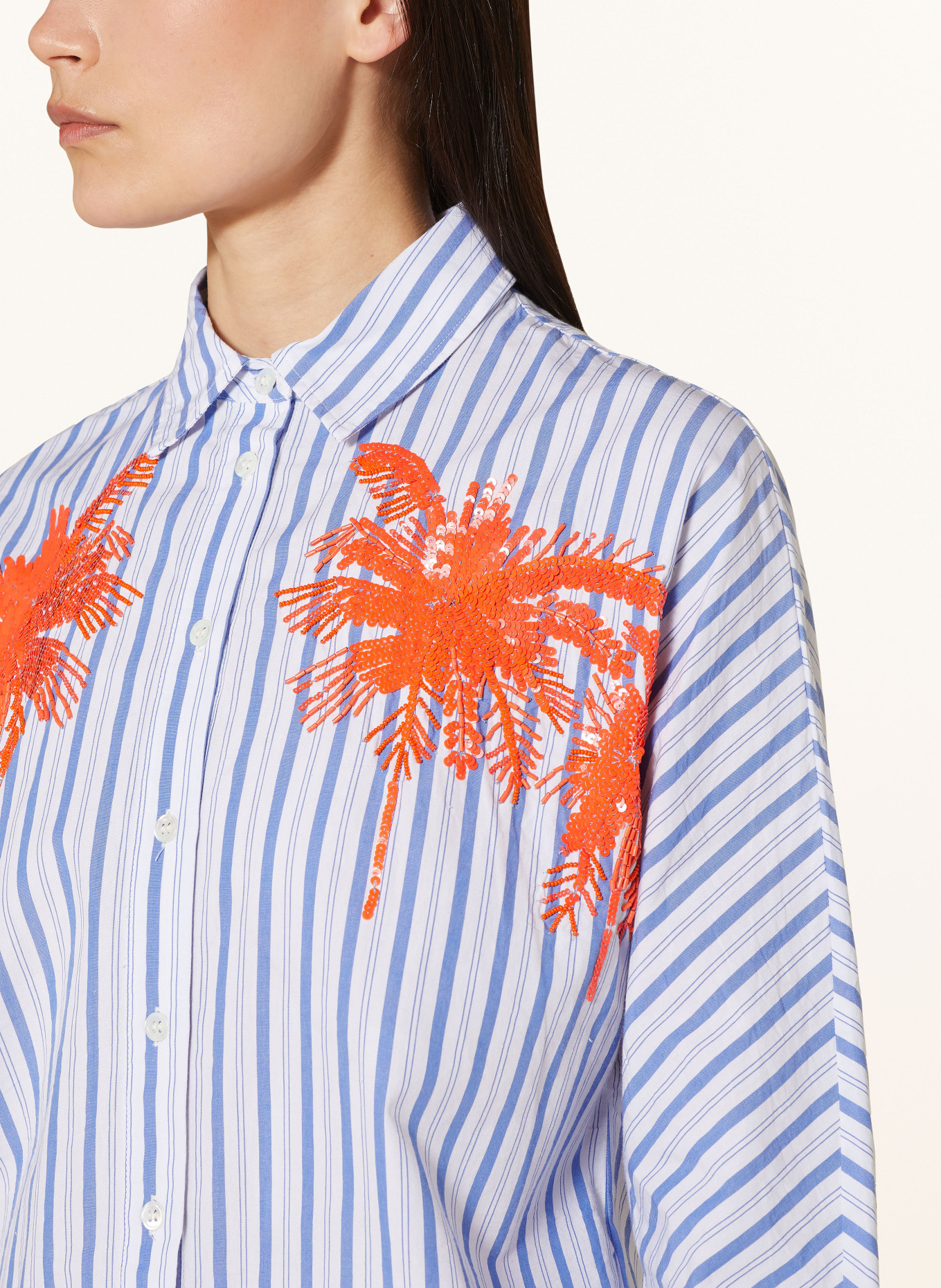 ESSENTIEL ANTWERP Shirt blouse FRESH with sequins, Color: WHITE/ BLUE/ ORANGE (Image 4)