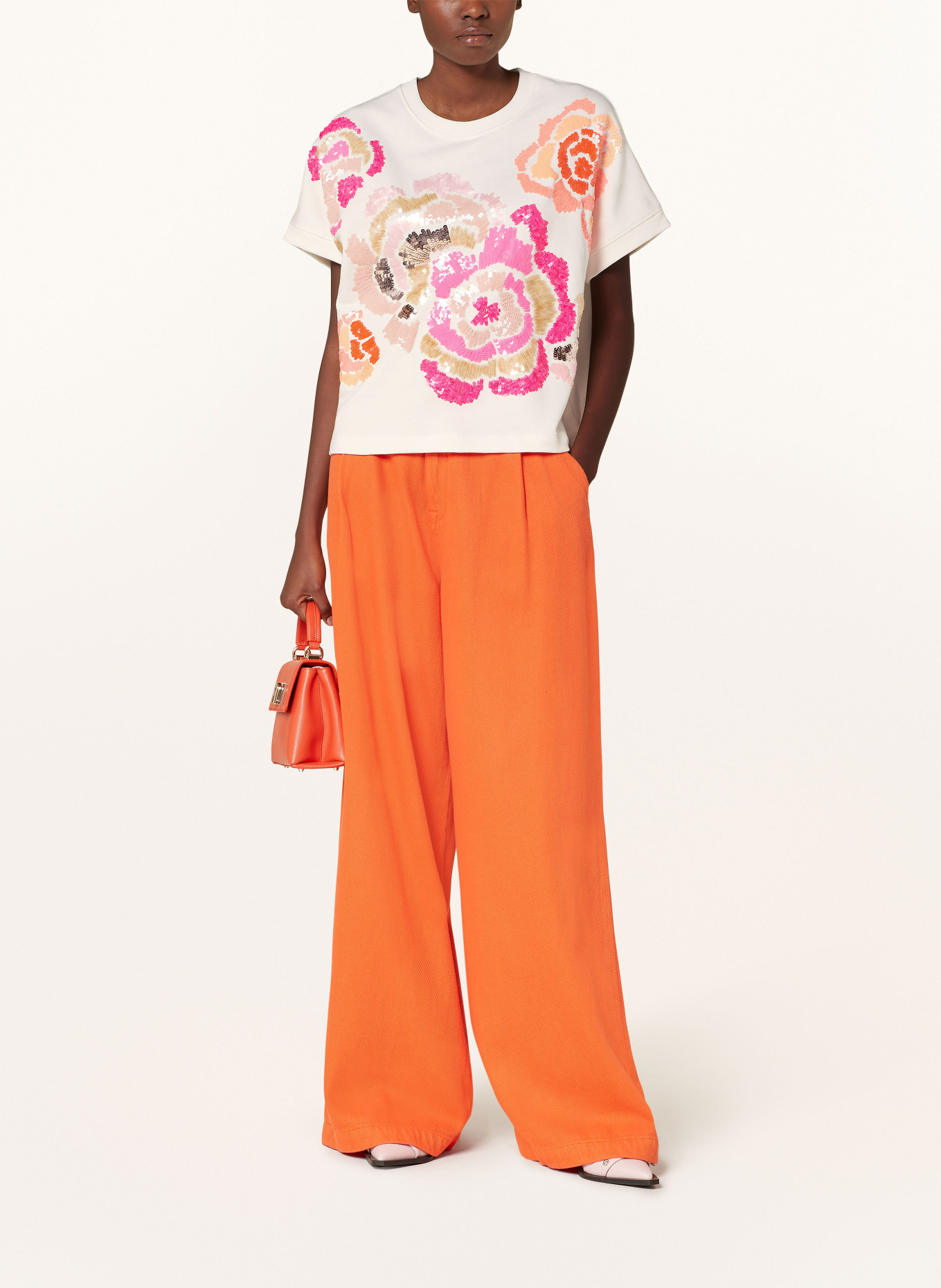 ESSENTIEL ANTWERP Sweatshirt FLORAL with sequins, Color: WHITE/ PINK/ LIGHT PINK (Image 2)