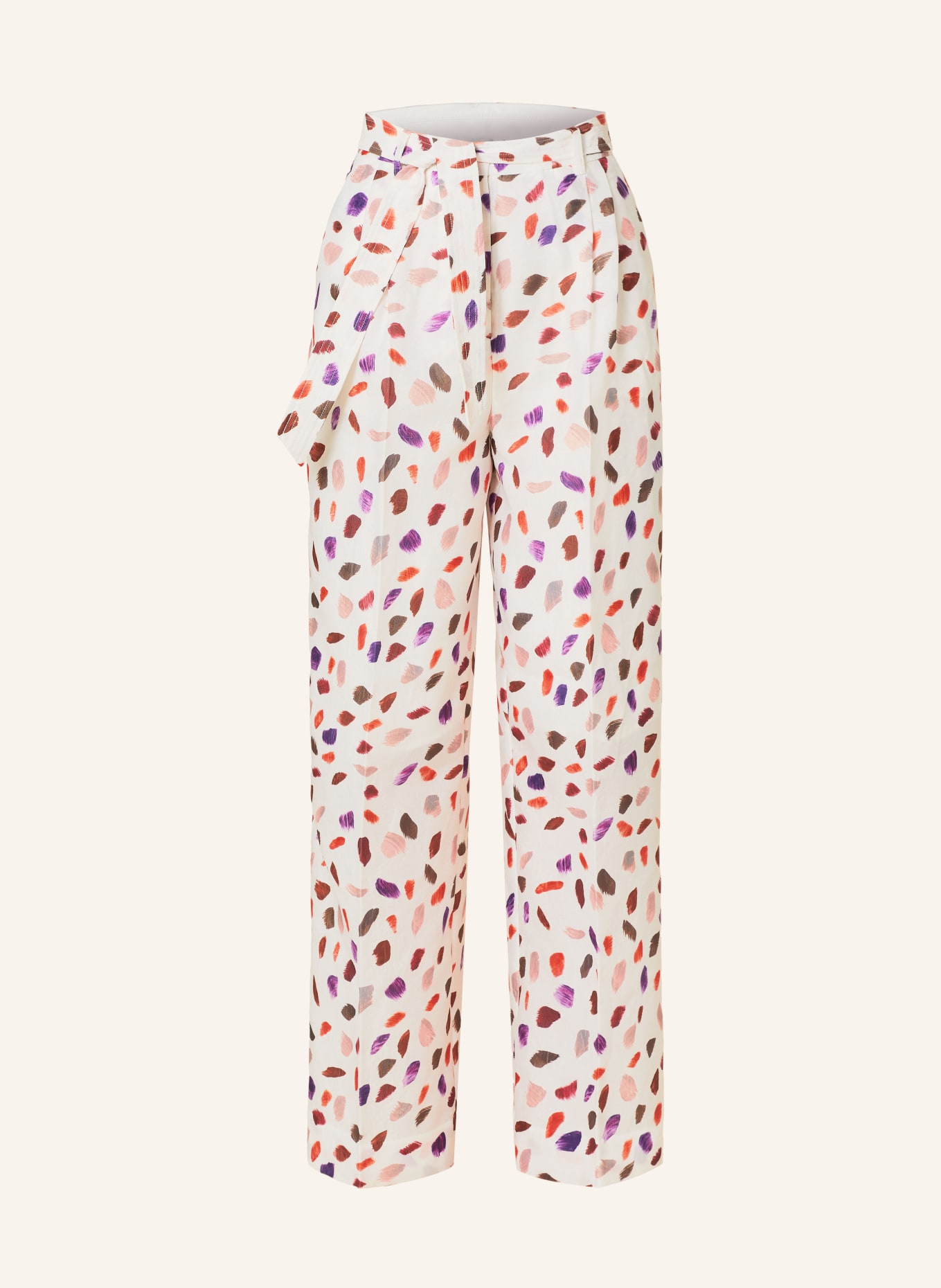 ESSENTIEL ANTWERP Wide leg trousers FRANKRIJK, Color: WHITE/ PURPLE/ BROWN (Image 1)