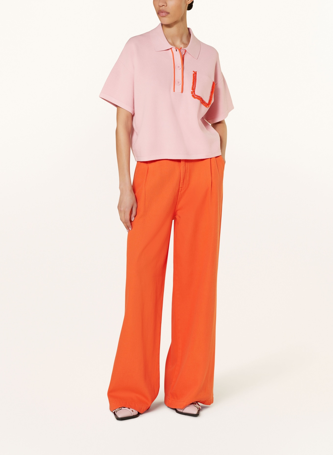 ESSENTIEL ANTWERP Knitted polo shirt FLAME with decorative beads, Color: PINK (Image 2)