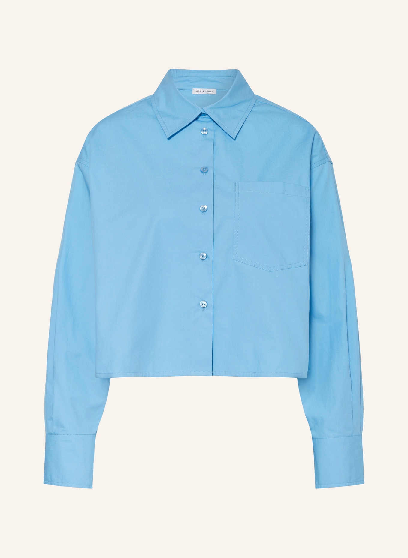 MRS & HUGS Cropped shirt blouse, Color: BLUE (Image 1)