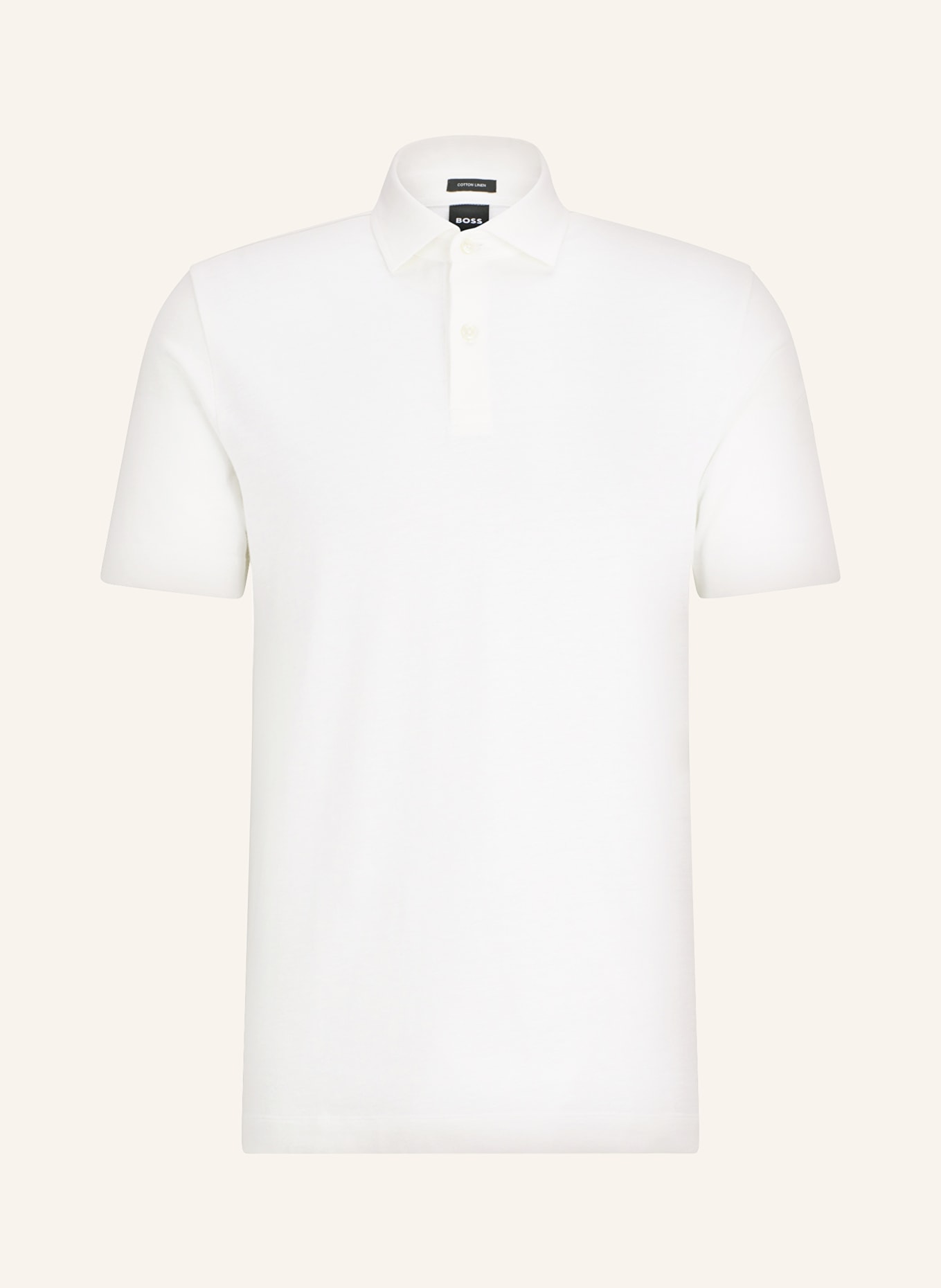 BOSS Piqué polo shirt PRESS regular fit with linen, Color: WHITE (Image 1)