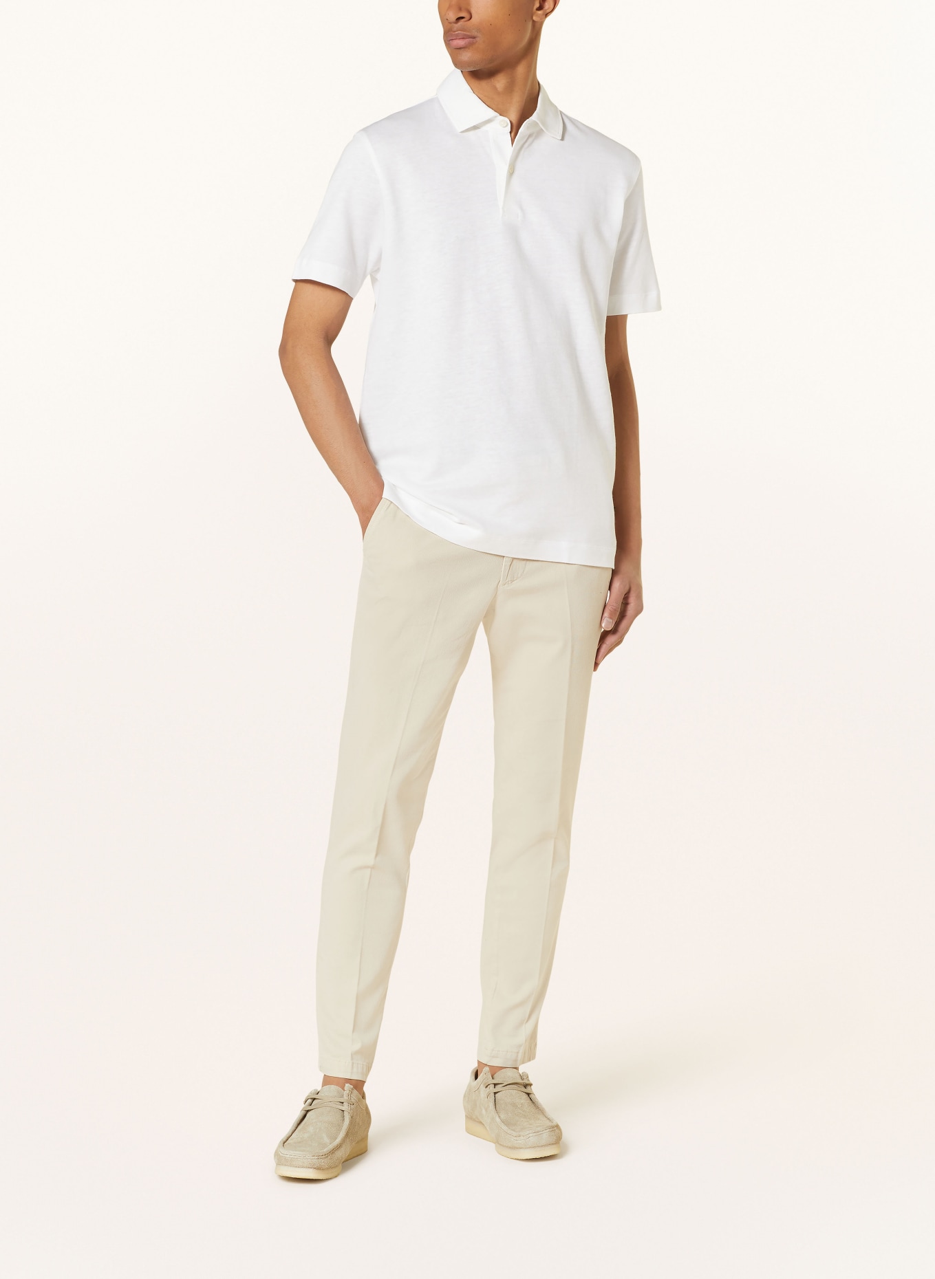 BOSS Piqué polo shirt PRESS regular fit with linen, Color: WHITE (Image 2)