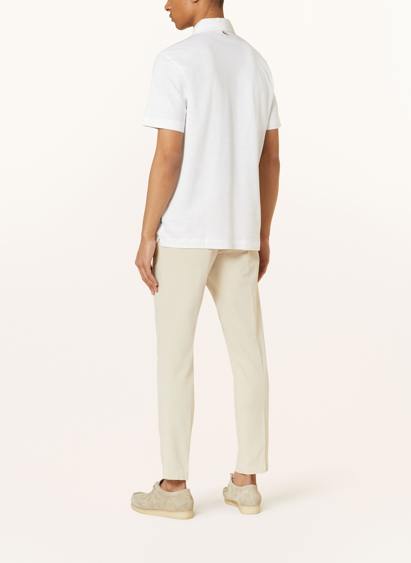 BOSS Piqué polo shirt PRESS regular fit with linen, Color: WHITE (Image 3)