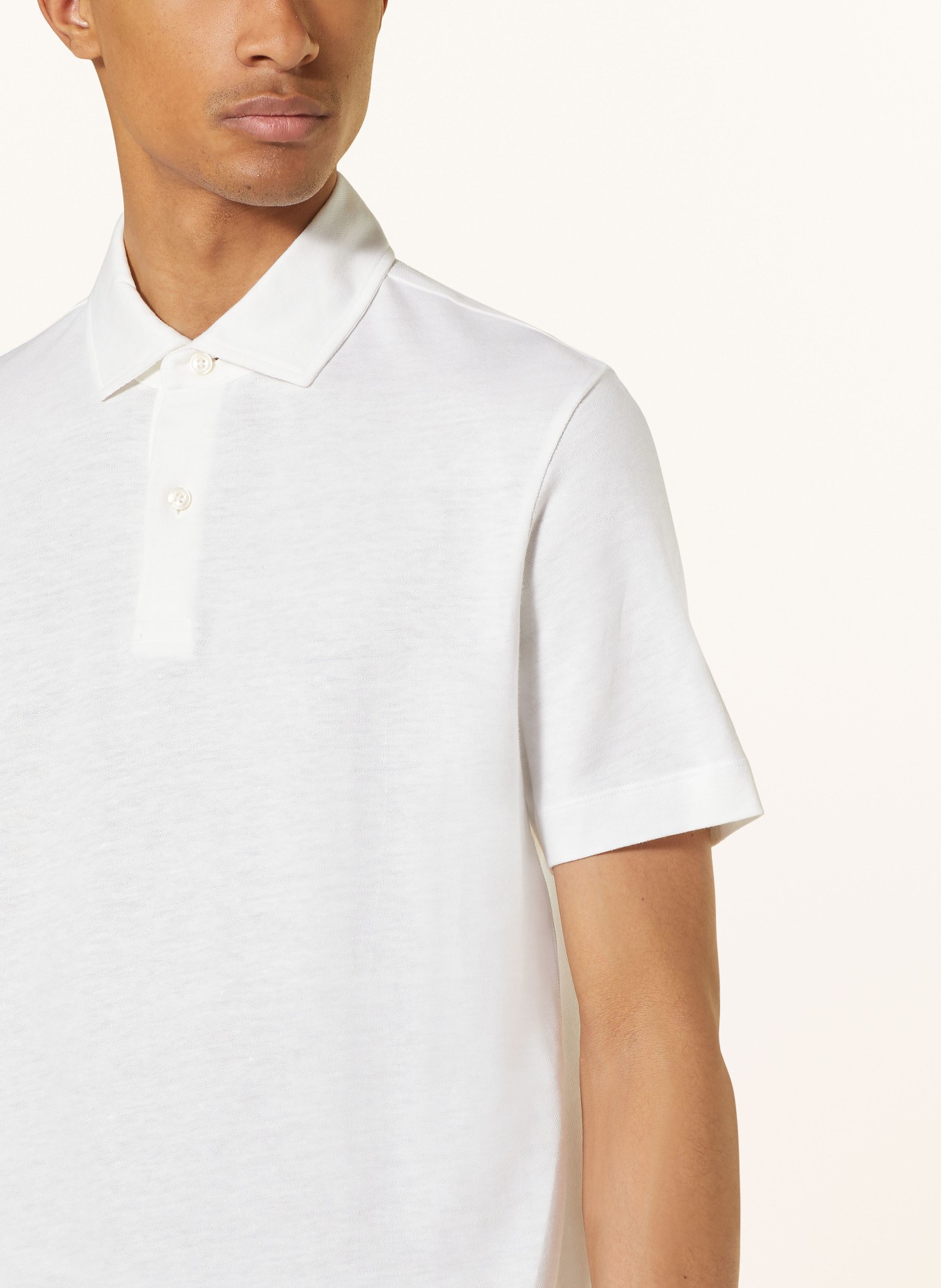 BOSS Piqué polo shirt PRESS regular fit with linen, Color: WHITE (Image 4)