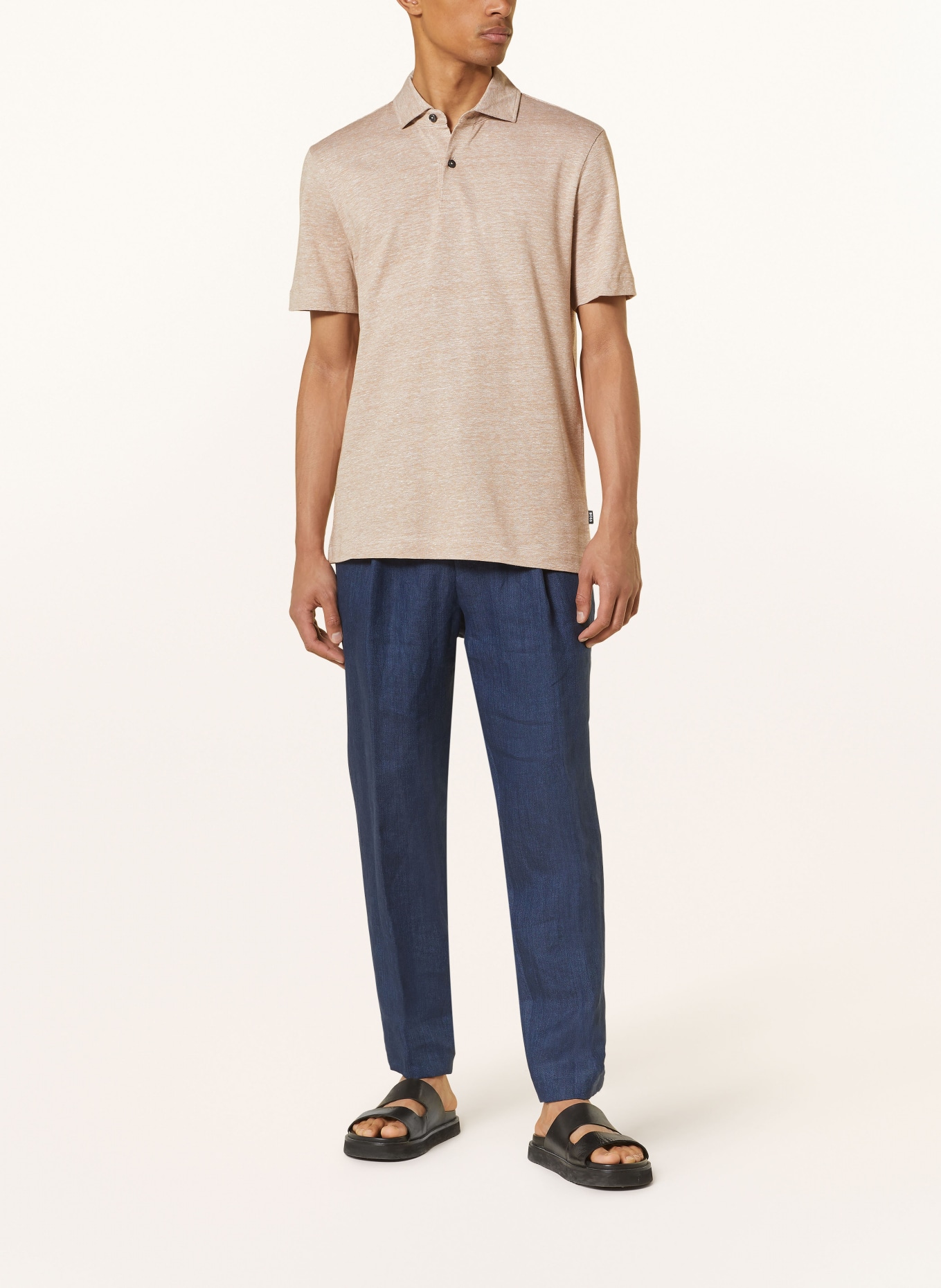 BOSS Piqué-Poloshirt PRESS Regular Fit mit Leinen, Farbe: BEIGE (Bild 2)