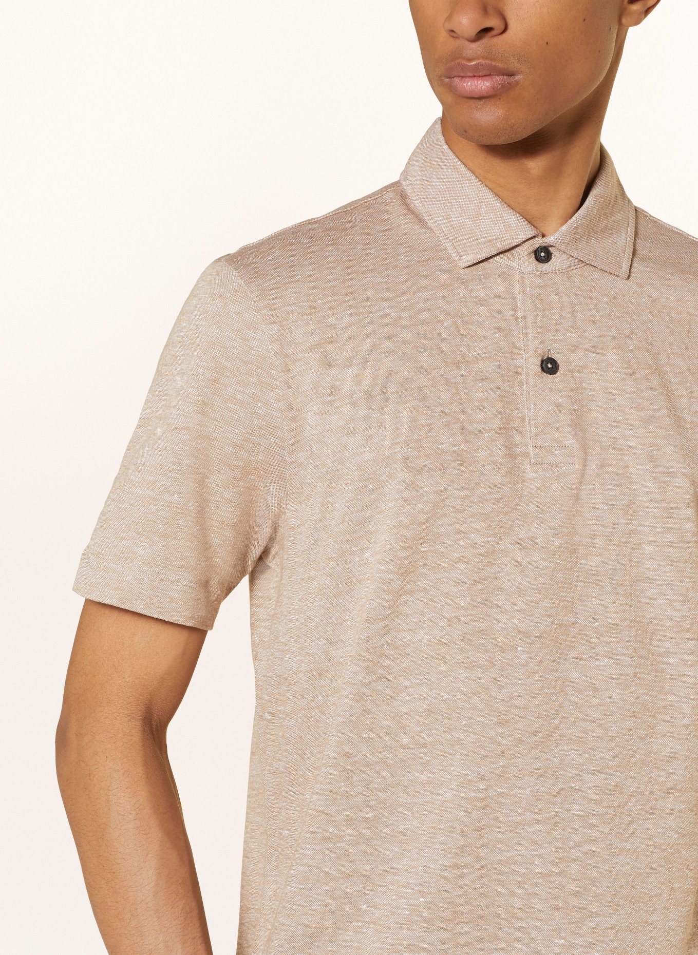 BOSS Piqué-Poloshirt PRESS Regular Fit mit Leinen, Farbe: BEIGE (Bild 4)