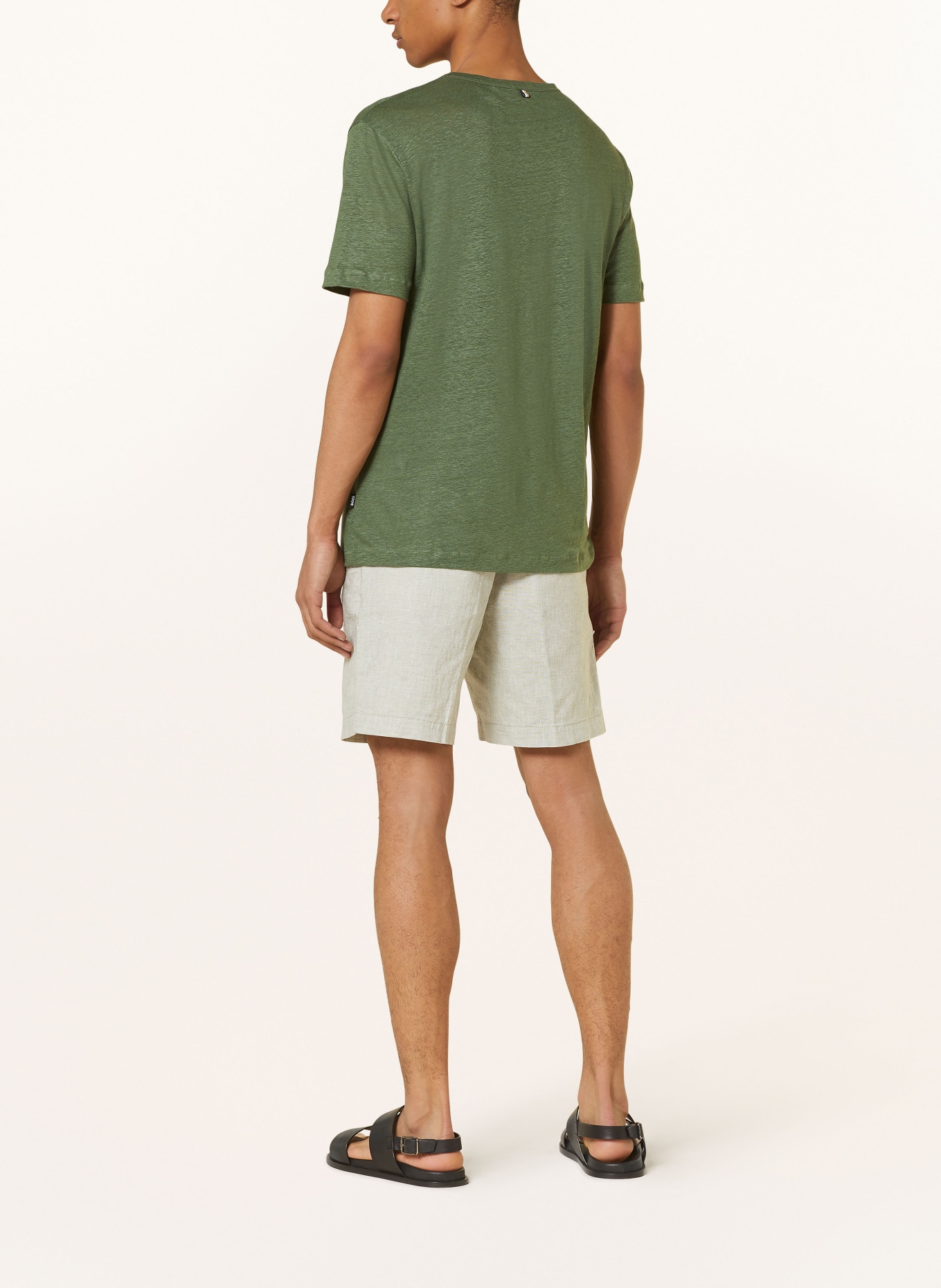 BOSS T-Shirt TIBURT aus Leinen, Farbe: GRÜN (Bild 3)