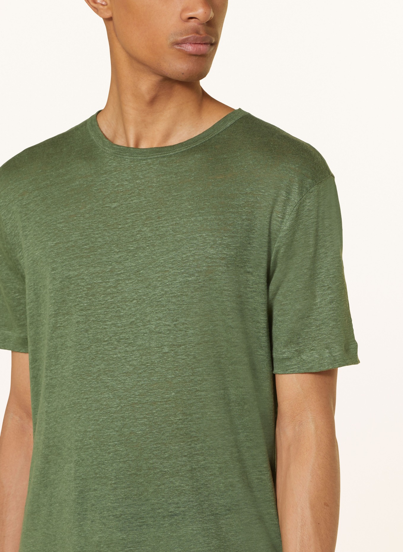 BOSS T-Shirt TIBURT aus Leinen, Farbe: GRÜN (Bild 4)