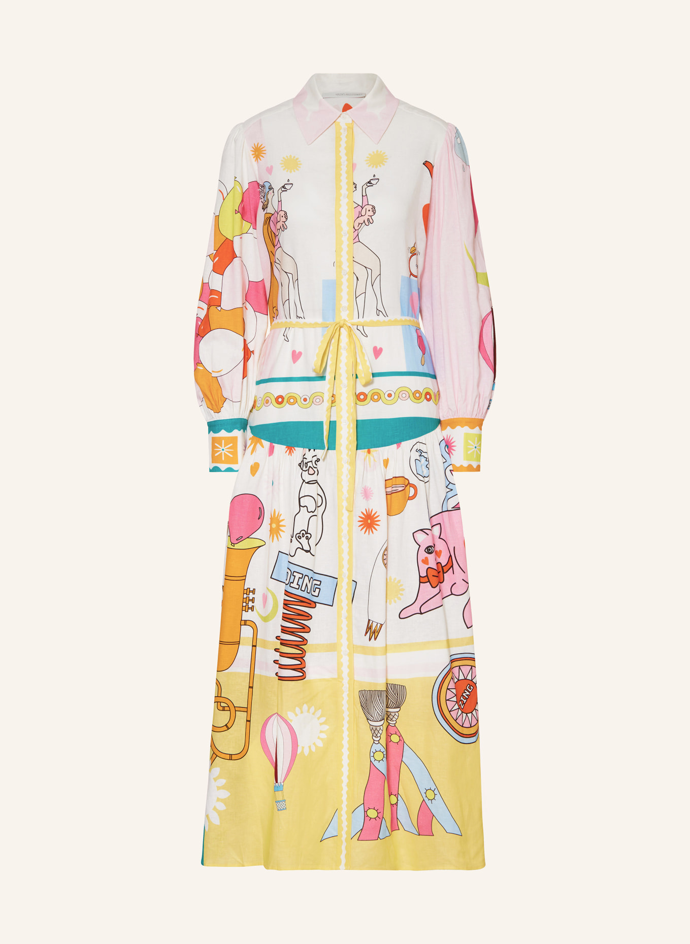 HERZEN'S ANGELEGENHEIT Hemdblusenkleid mit Leinen, Farbe: WEISS/ ROSA/ ORANGE (Bild 1)