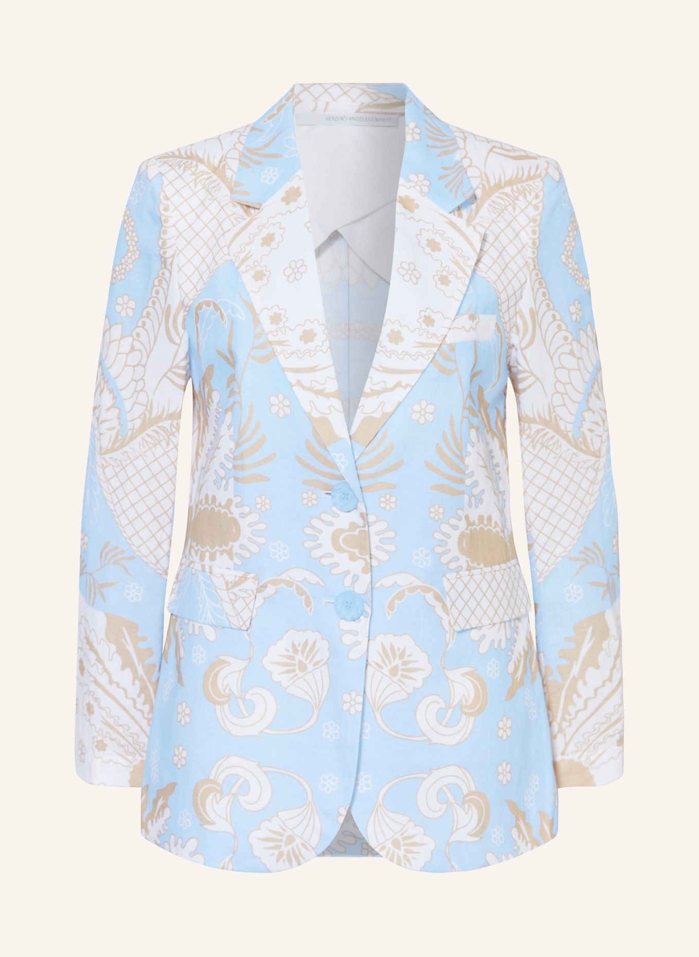 HERZEN'S ANGELEGENHEIT Blazer with linen, Color: LIGHT BLUE/ CAMEL/ WHITE (Image 1)