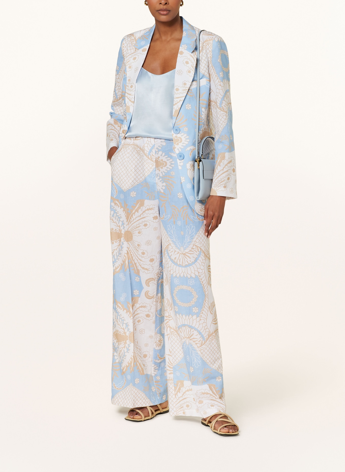 HERZEN'S ANGELEGENHEIT Blazer with linen, Color: LIGHT BLUE/ CAMEL/ WHITE (Image 2)
