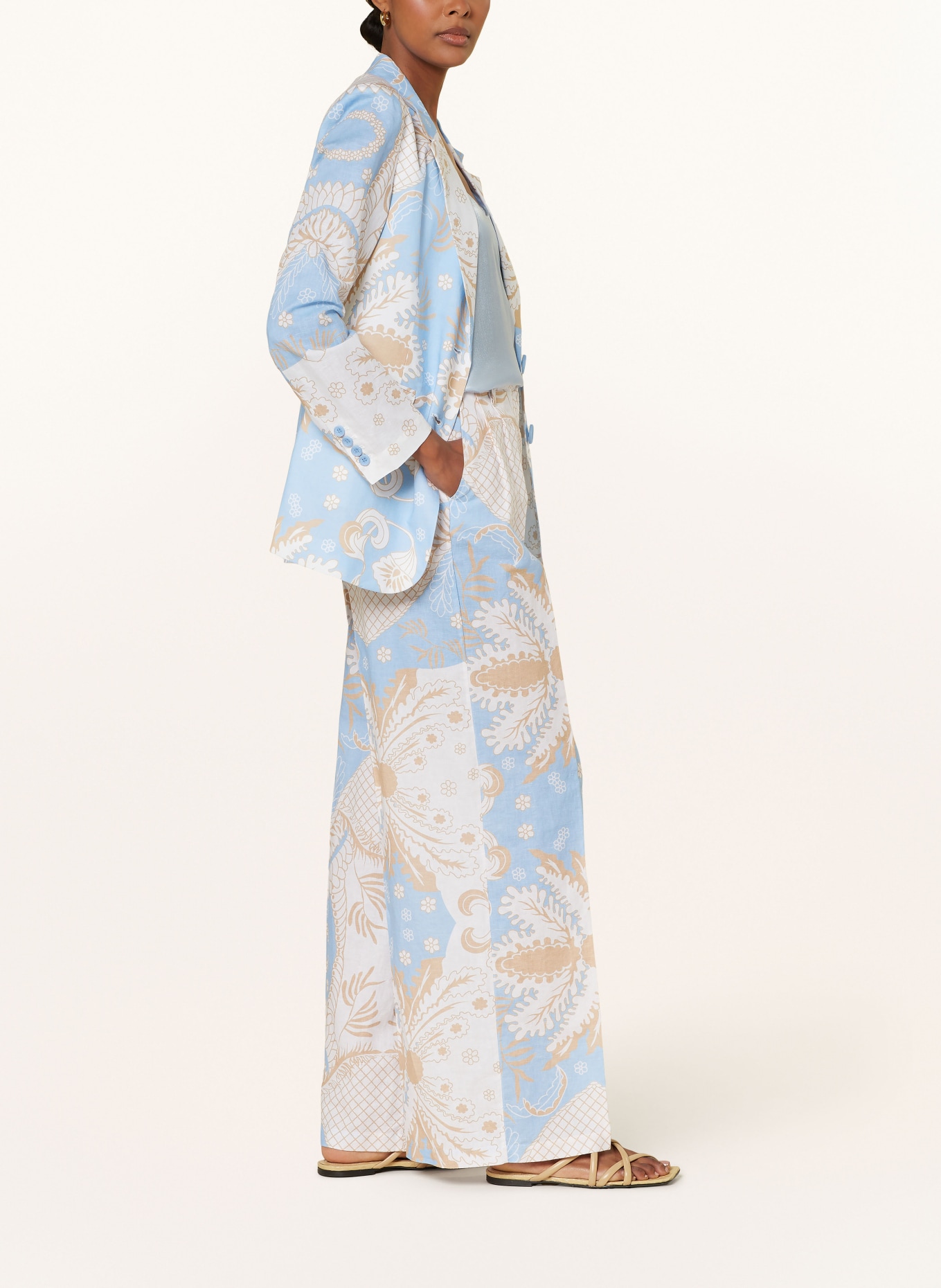 HERZEN'S ANGELEGENHEIT Blazer with linen, Color: LIGHT BLUE/ CAMEL/ WHITE (Image 4)