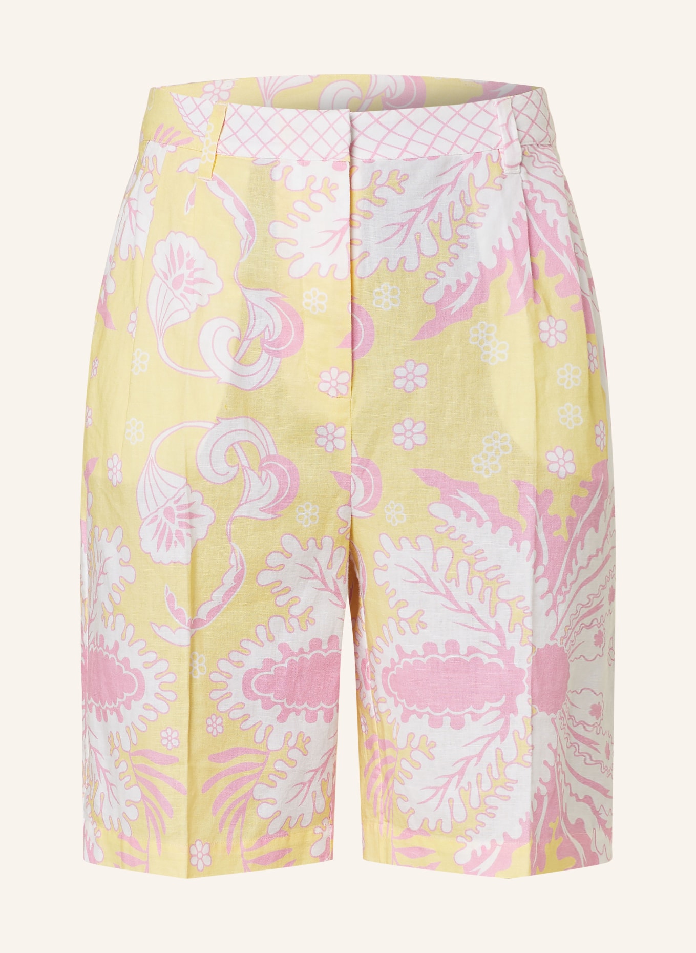 HERZEN'S ANGELEGENHEIT Shorts with linen, Color: WHITE/ PINK/ YELLOW (Image 1)