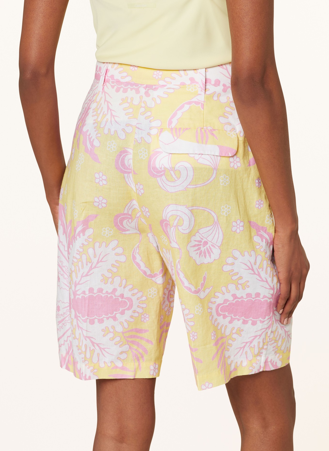 HERZEN'S ANGELEGENHEIT Shorts with linen, Color: WHITE/ PINK/ YELLOW (Image 5)