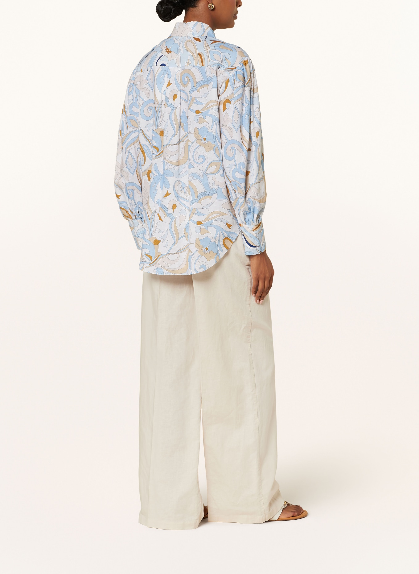 HERZEN'S ANGELEGENHEIT Shirt blouse with linen, Color: WHITE/ LIGHT BLUE/ BEIGE (Image 3)