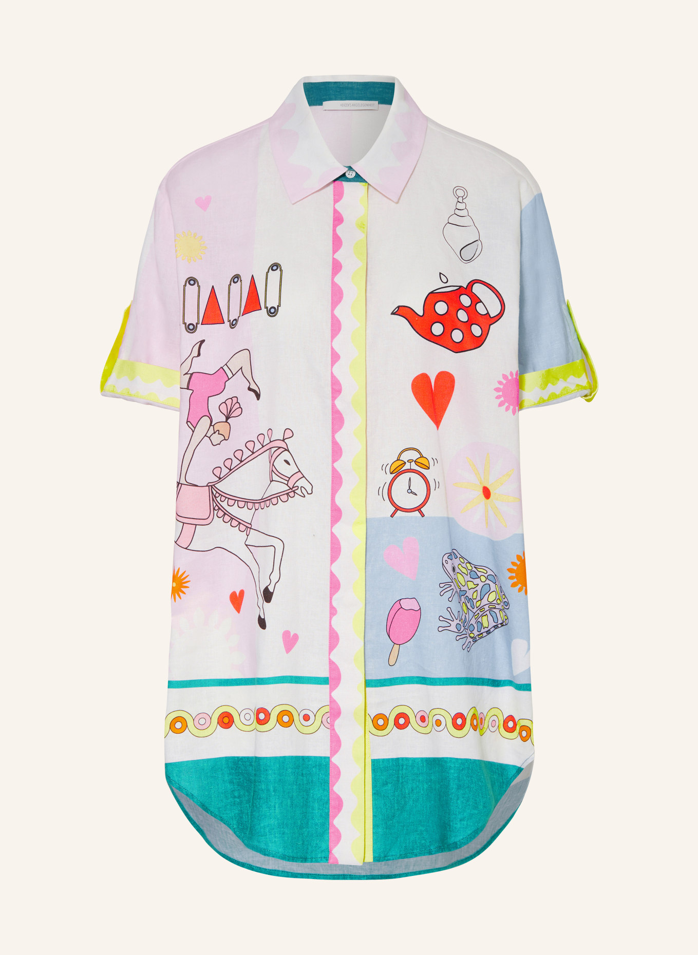 HERZEN'S ANGELEGENHEIT Shirt blouse with linen, Color: LIGHT PINK/ ECRU/ LIGHT BLUE (Image 1)