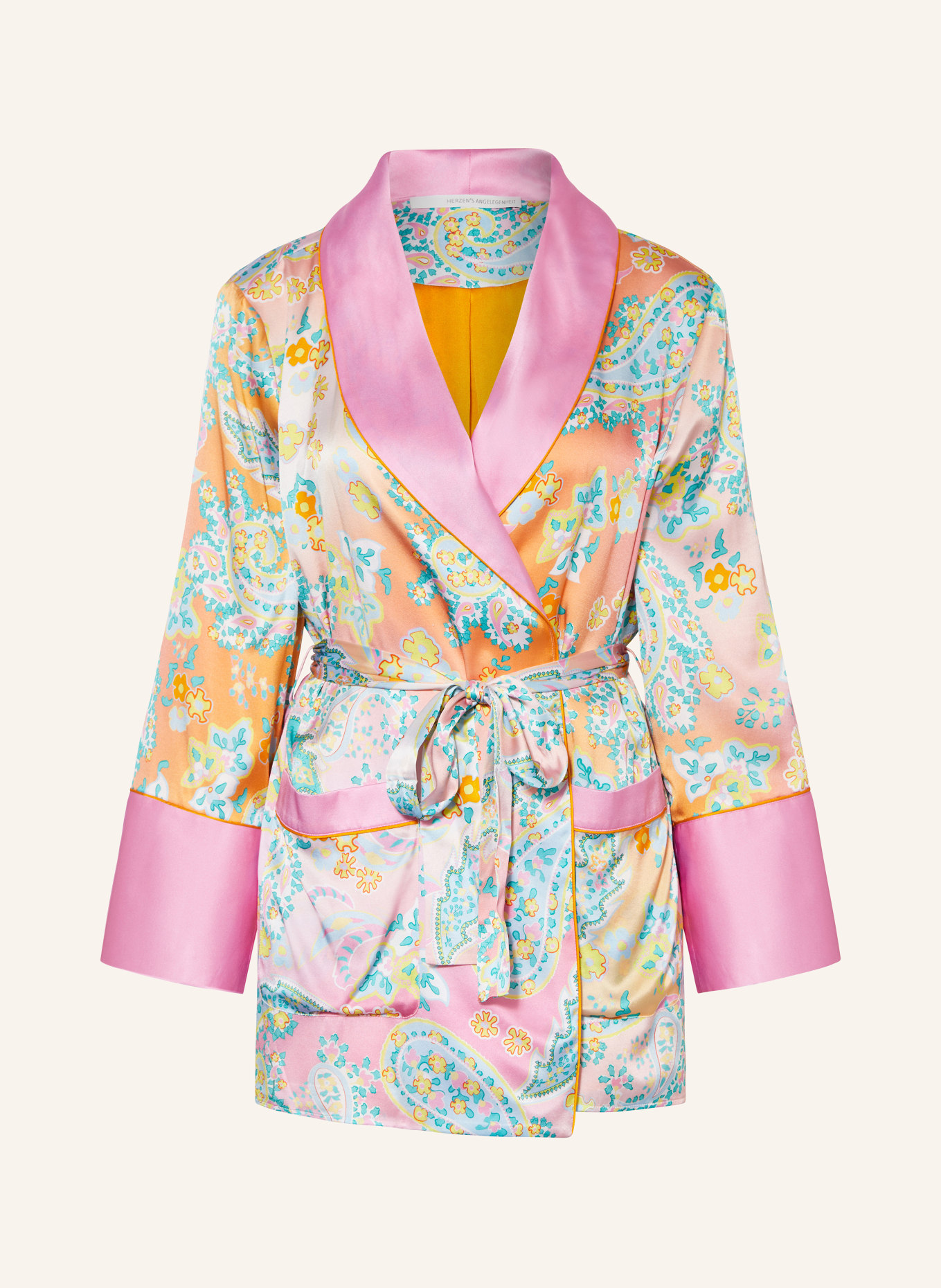 HERZEN'S ANGELEGENHEIT Kimono jedwabne, Kolor: RÓŻOWY/ POMARAŃCZOWY/ ŻÓŁTY (Obrazek 1)