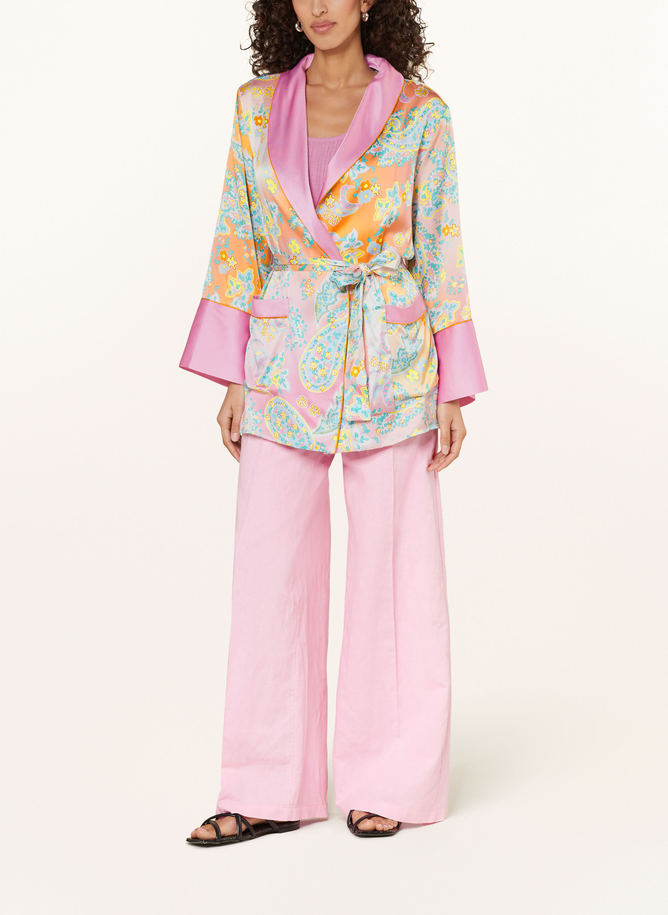HERZEN'S ANGELEGENHEIT Silk kimono, Color: PINK/ ORANGE/ YELLOW (Image 2)