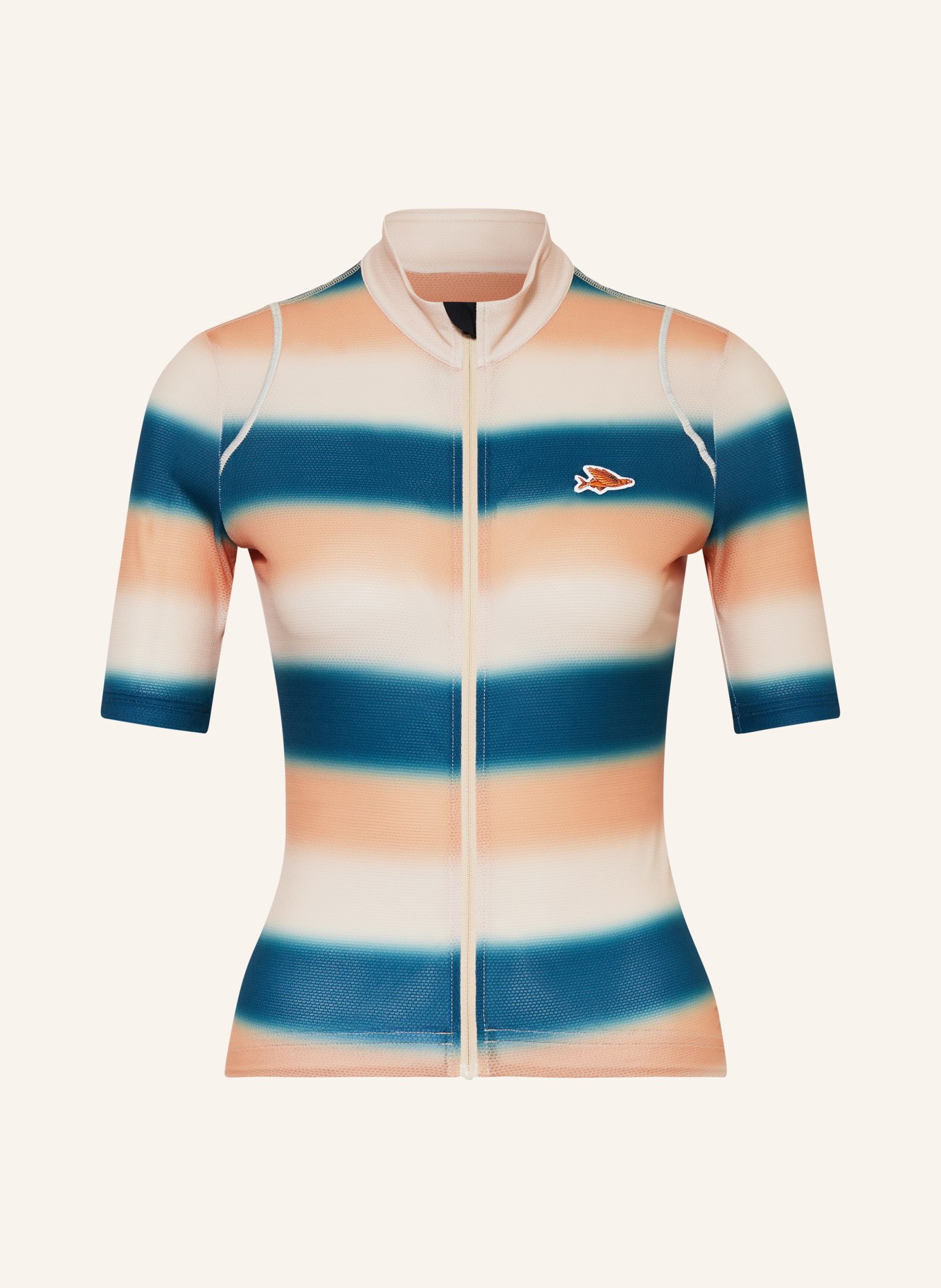 CAFÉ DU CYCLISTE Cycling jersey MONA, Color: BEIGE/ ORANGE/ TEAL (Image 1)