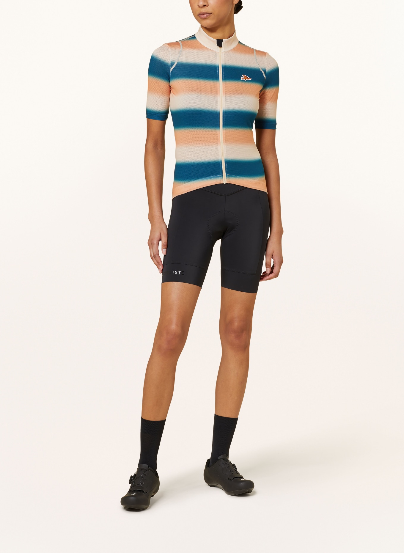 CAFÉ DU CYCLISTE Cycling jersey MONA, Color: BEIGE/ ORANGE/ TEAL (Image 2)
