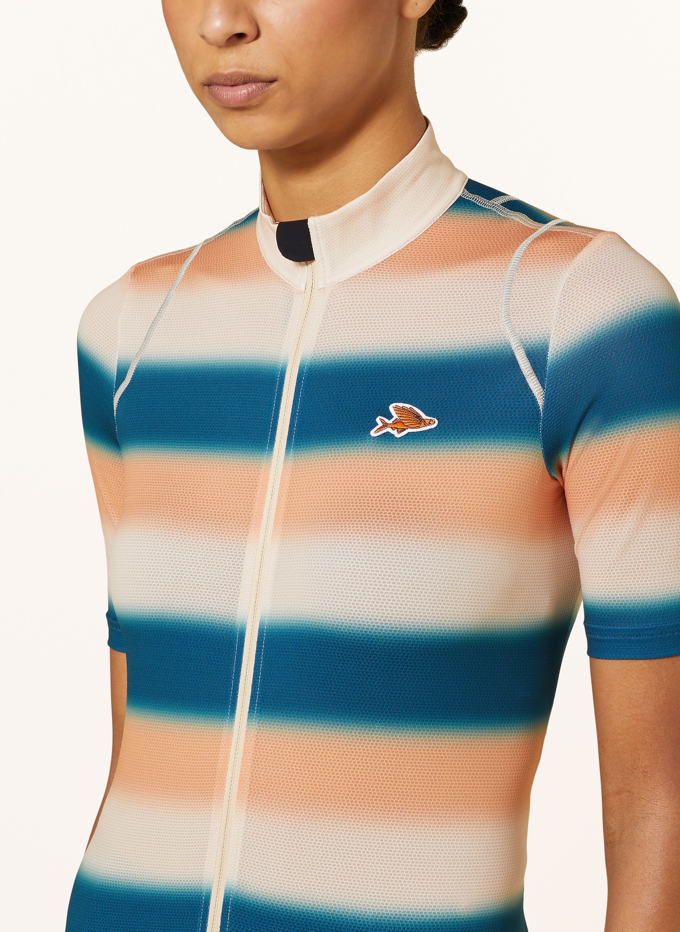 CAFÉ DU CYCLISTE Cycling jersey MONA, Color: BEIGE/ ORANGE/ TEAL (Image 4)