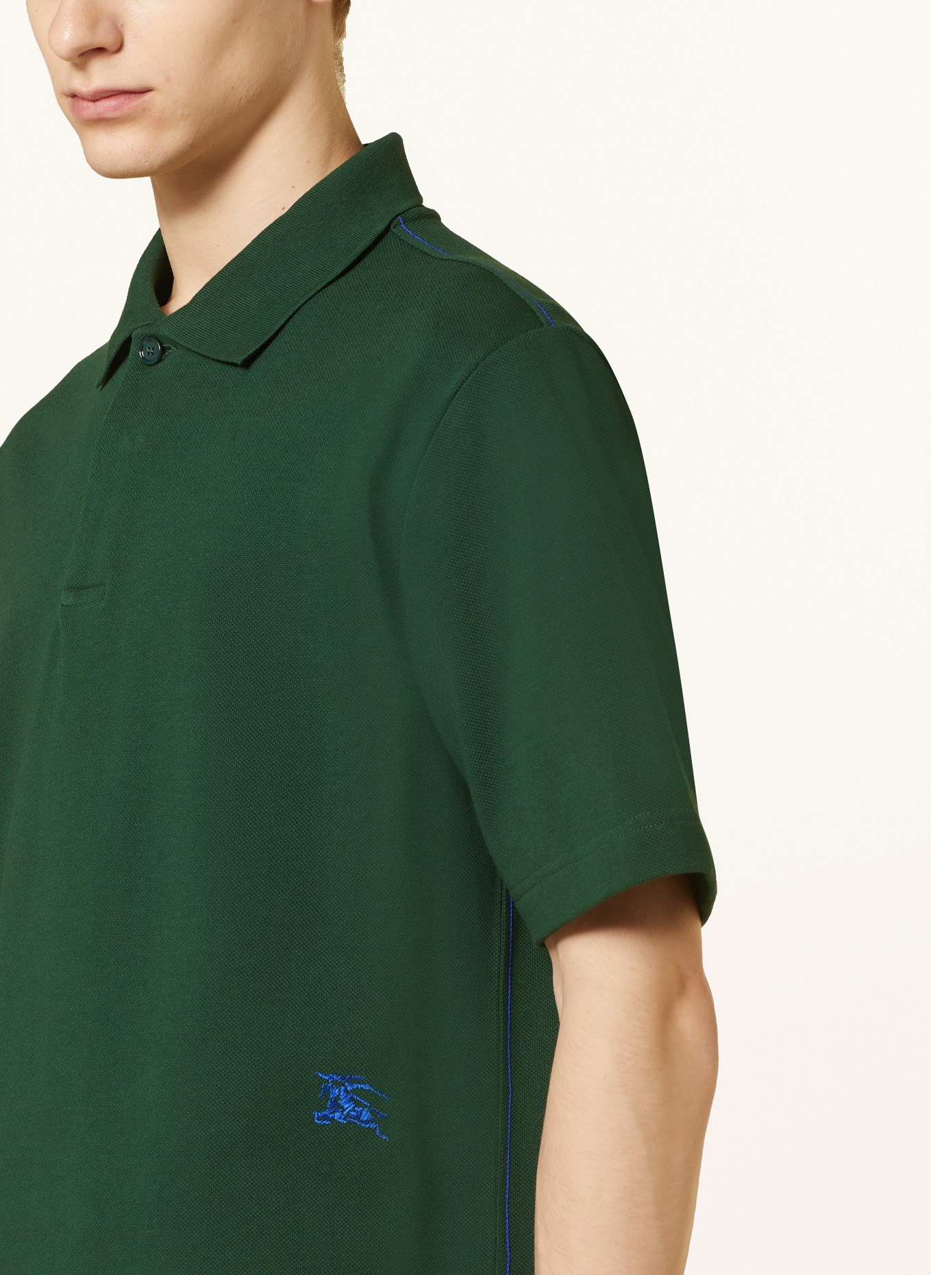 BURBERRY Piqué polo shirt, Color: DARK GREEN/ BLUE (Image 4)