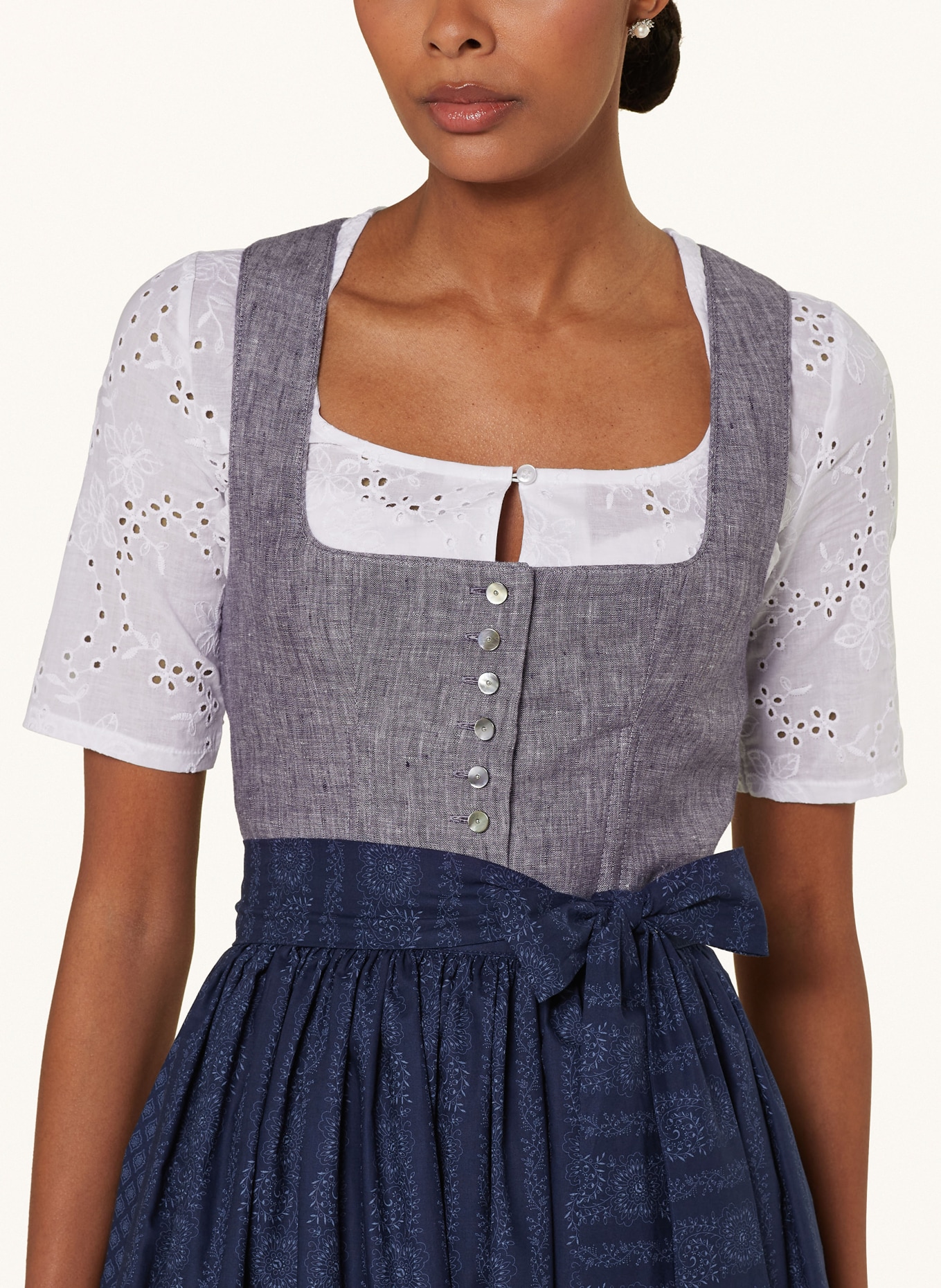 Hammerschmid Dirndl blouse BRIGITTE in mixed materials, Color: WHITE (Image 3)