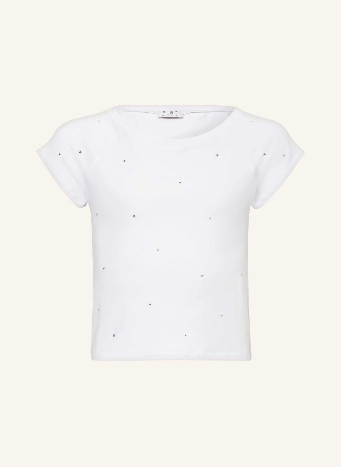 ELSY Cropped tričko s ozdobnými kamínky, Barva: BÍLÁ (Obrázek 1)