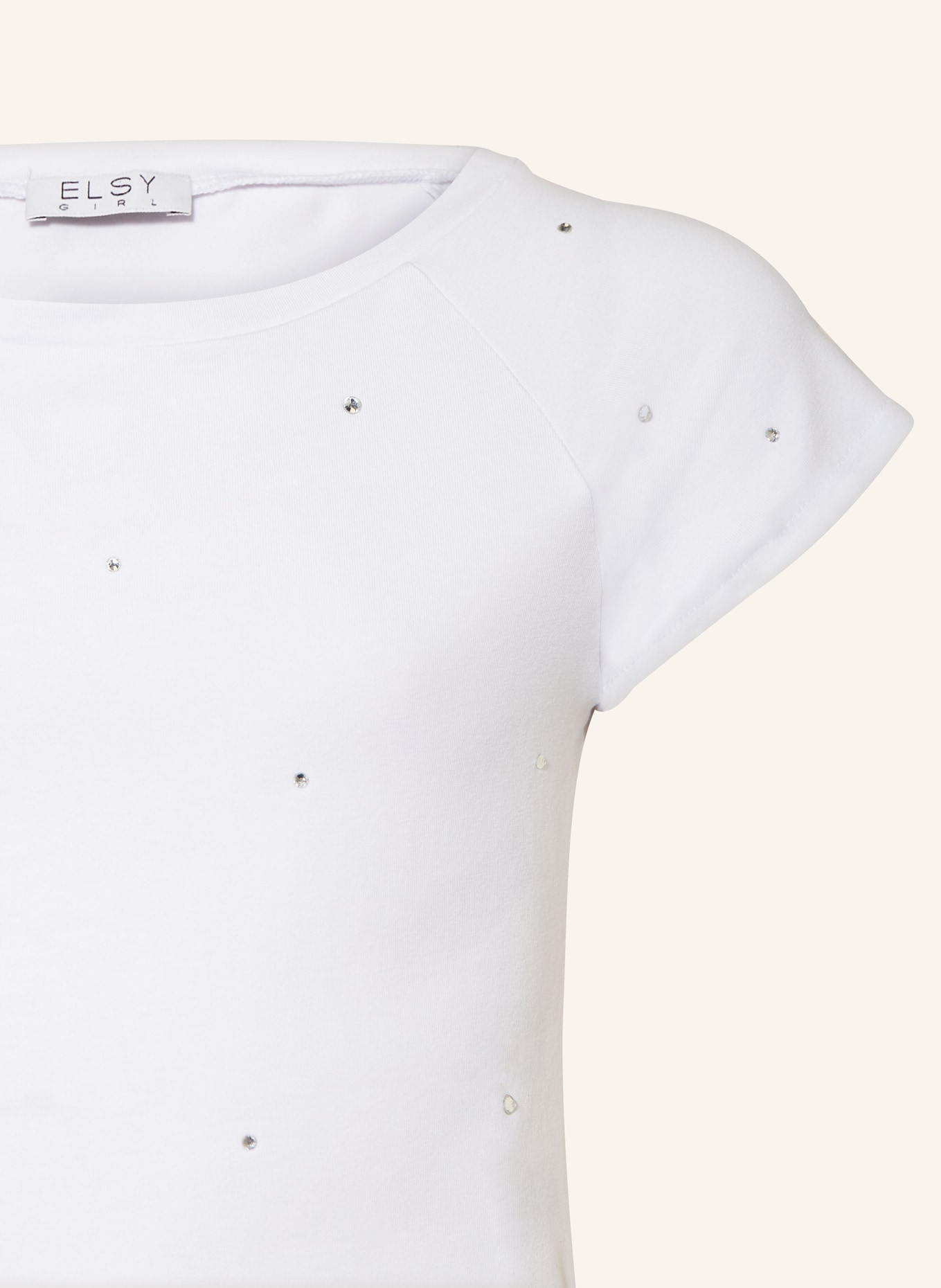 ELSY Cropped-Shirt mit Schmucksteinen, Farbe: WEISS (Bild 3)