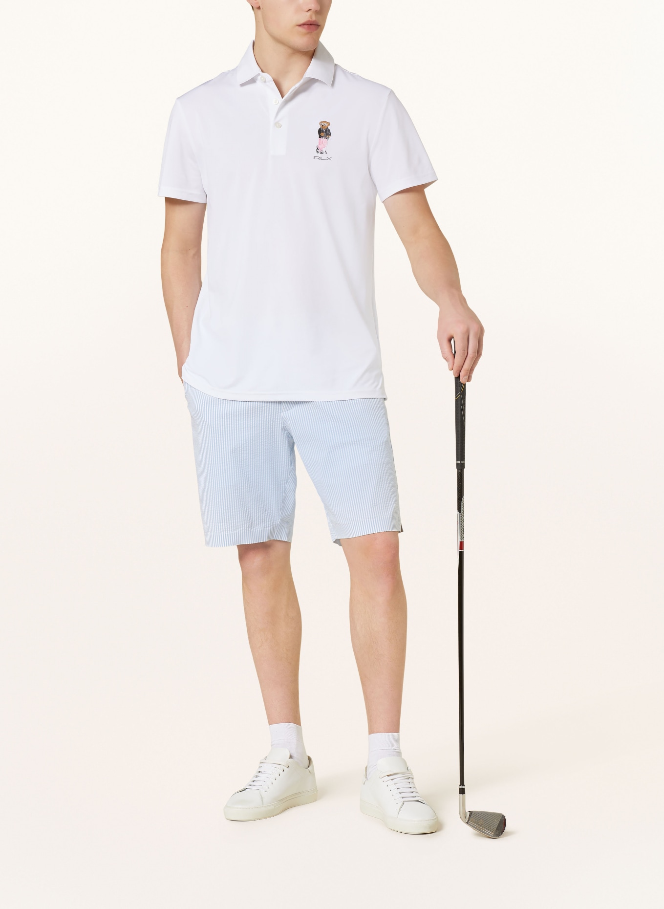 RLX RALPH LAUREN Golf shorts, Color: WHITE/ LIGHT BLUE (Image 2)