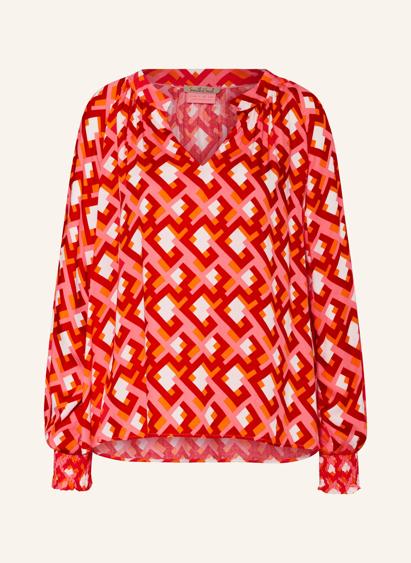 Smith & Soul Shirt blouse, Color: ORANGE/ RED/ WHITE (Image 1)