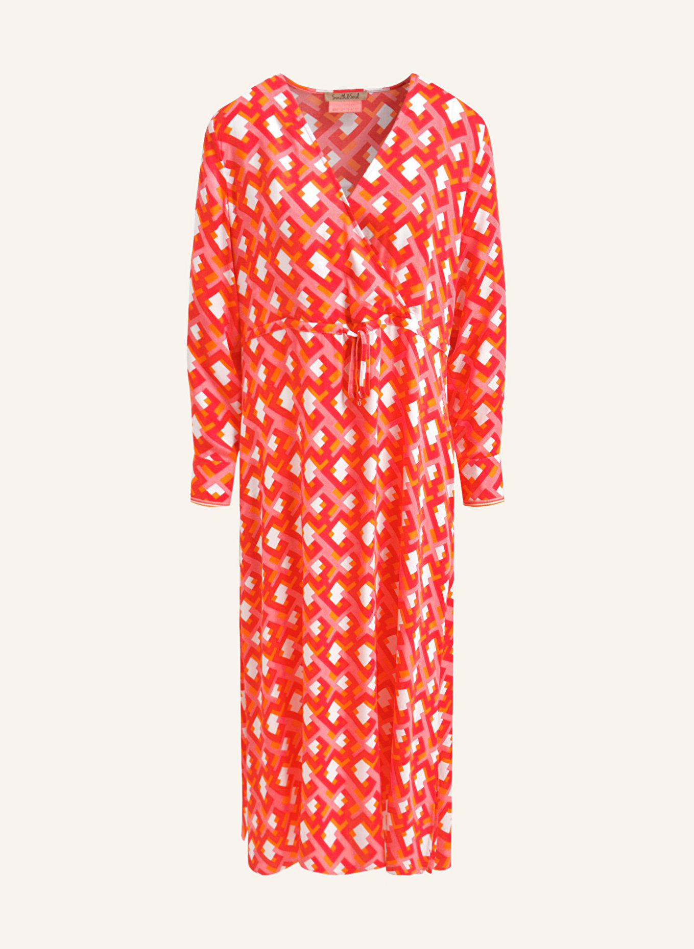 Smith & Soul Dress in wrap look, Color: RED/ ORANGE/ LIGHT RED (Image 1)