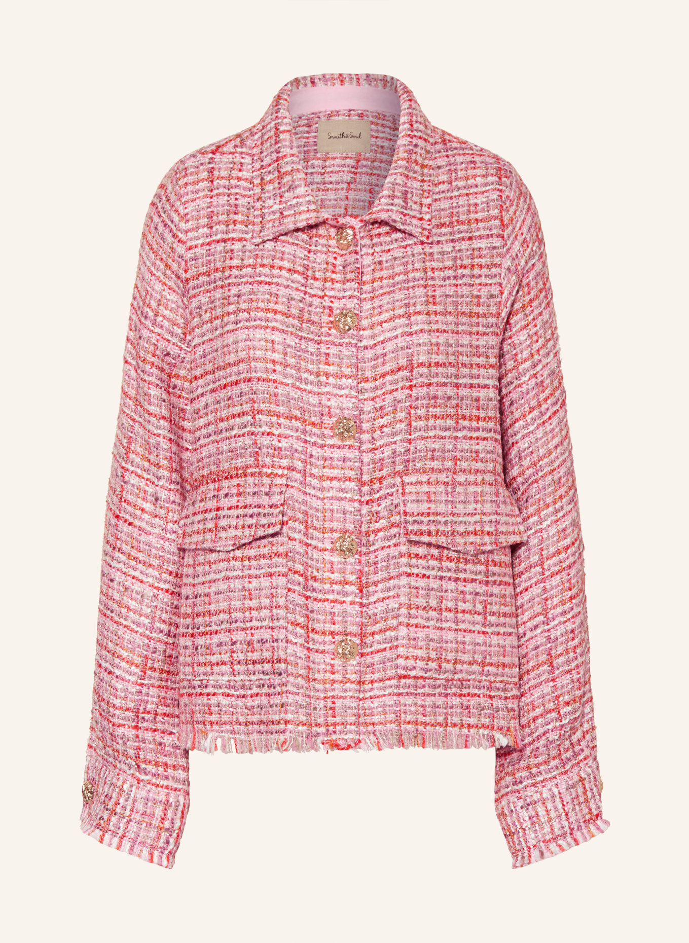 Smith & Soul Tweed jacket with glitter thread, Color: PINK/ PURPLE/ RED (Image 1)