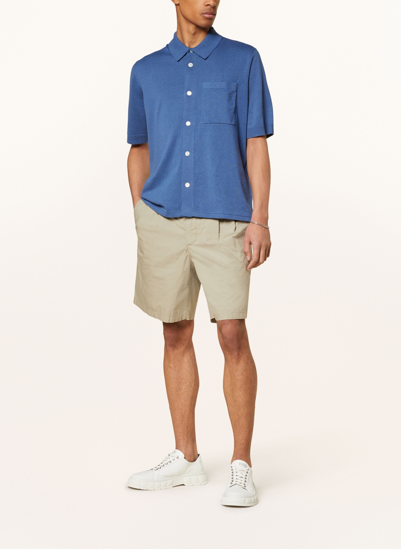 NORSE PROJECTS Knit shirt with linen, Color: BLUE (Image 2)