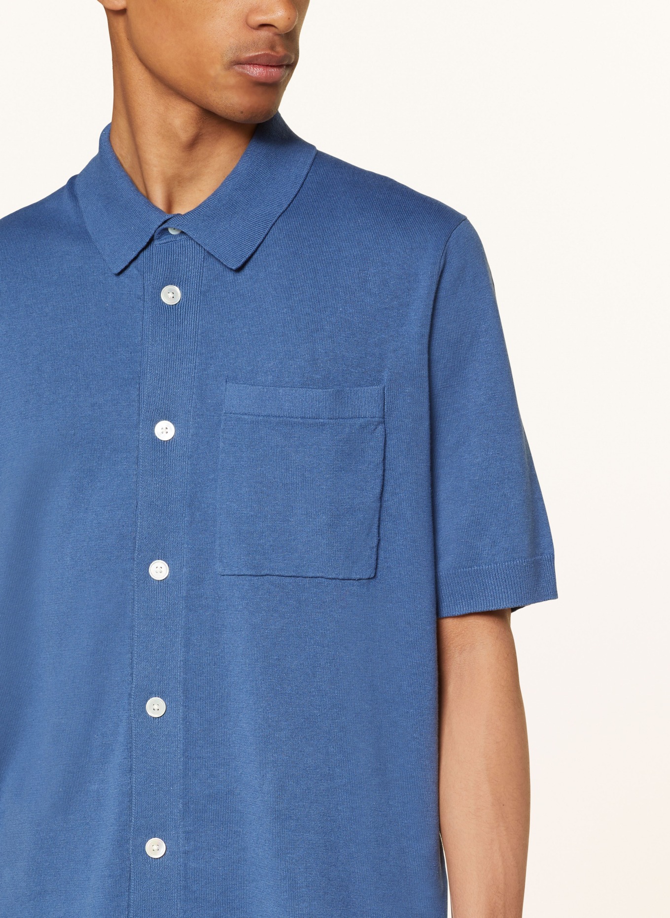 NORSE PROJECTS Knit shirt with linen, Color: BLUE (Image 4)