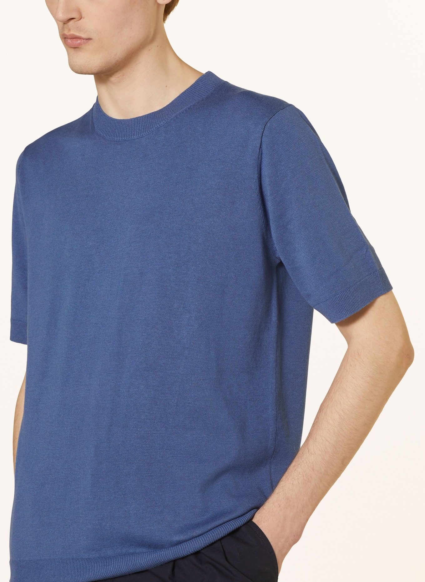 NORSE PROJECTS Knit shirt RHYS with linen, Color: BLUE (Image 4)