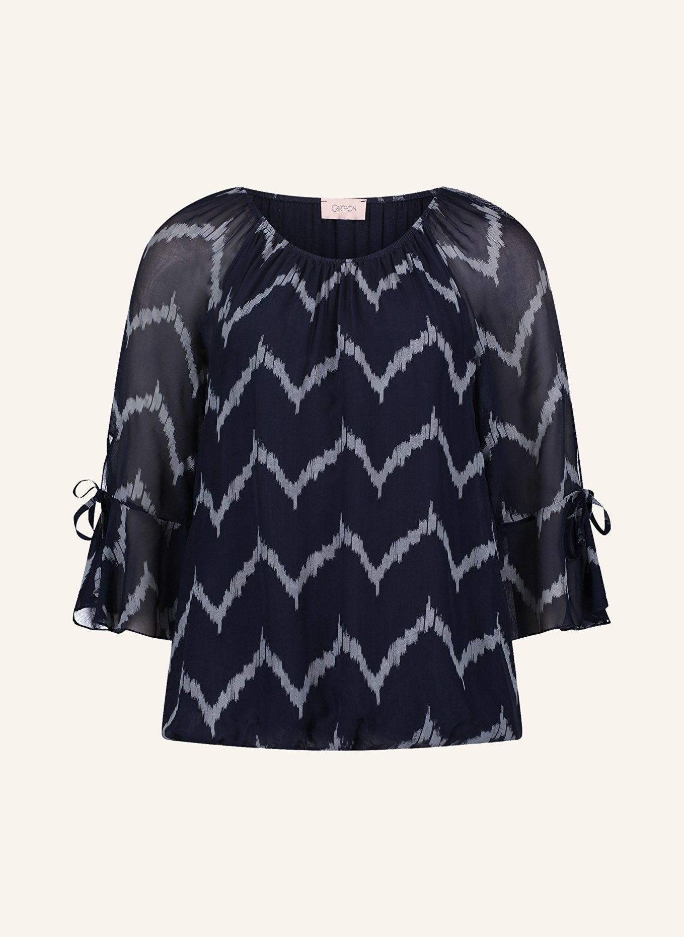 CARTOON Shirt blouse with 3/4 sleeves, Color: DARK BLUE/ LIGHT BLUE (Image 1)