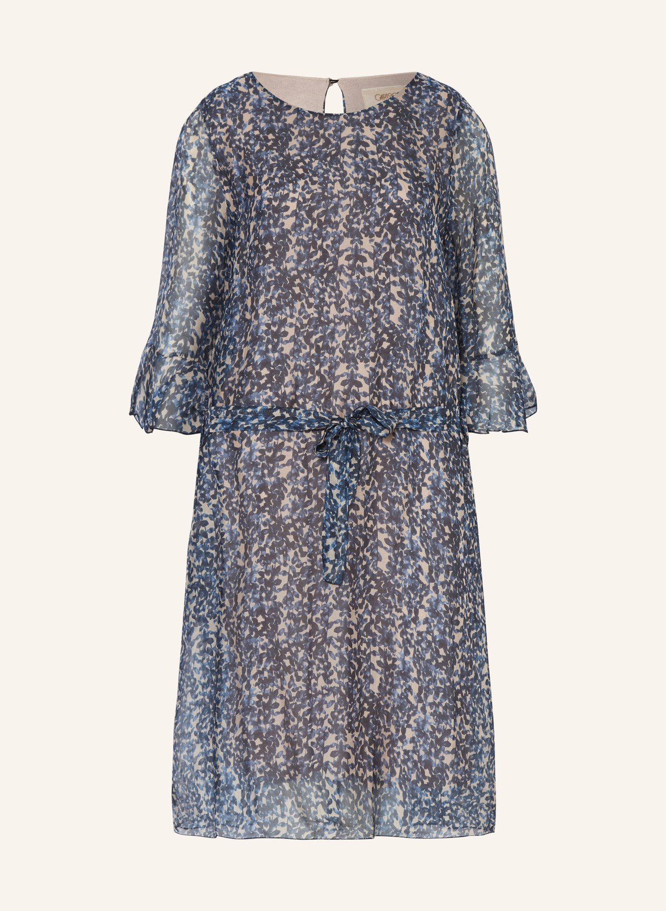 CARTOON Kleid mit 3/4-Arm und Volants, Farbe: BEIGE/ BLAU (Bild 1)