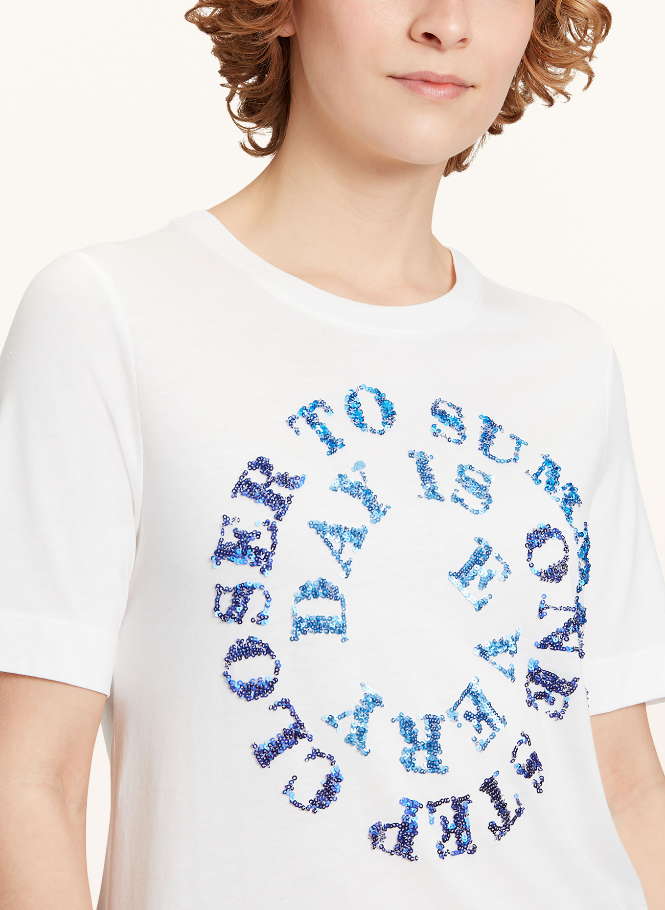 CARTOON T-shirt with sequins, Color: WHITE/ BLUE (Image 4)