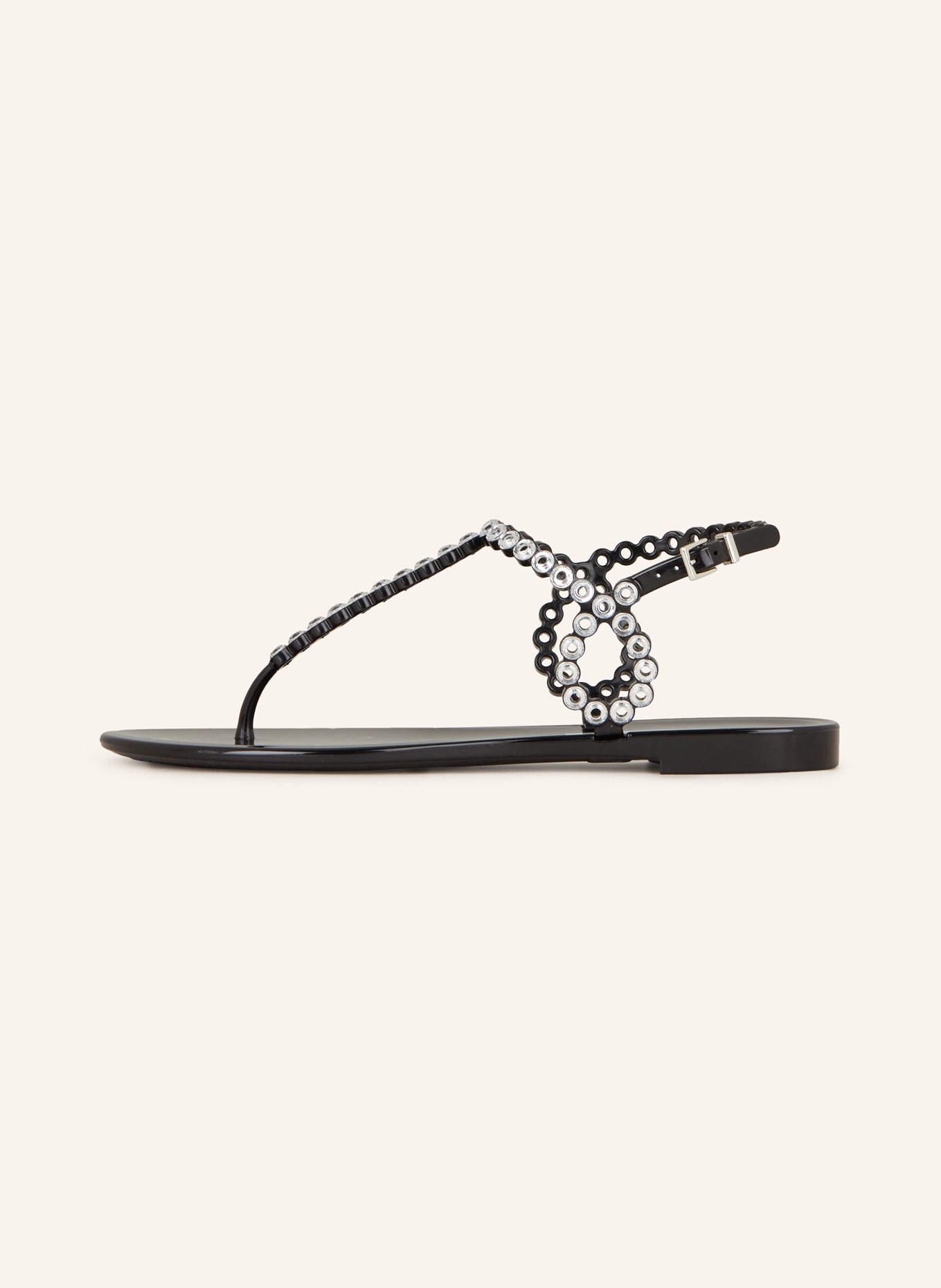 AQUAZZURA Flip flops ALMOST BARE CRYSTAL JELLY with decorative gems, Color: BLACK/ SILVER (Image 4)