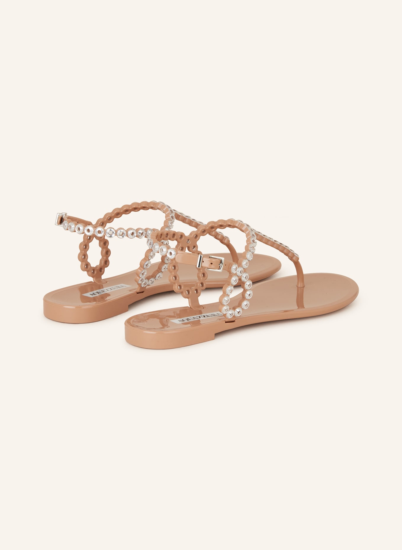 AQUAZZURA Flip flops ALMOST BARE CRYSTAL JELLY with decorative gems: ROSE