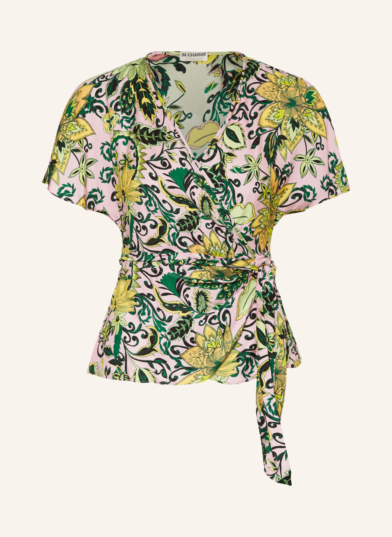 DIANE VON FURSTENBERG Koszula w stylu kopertowym DELHI, Kolor: RÓŻOWY/ ZIELONY/ ŻÓŁTY (Obrazek 1)